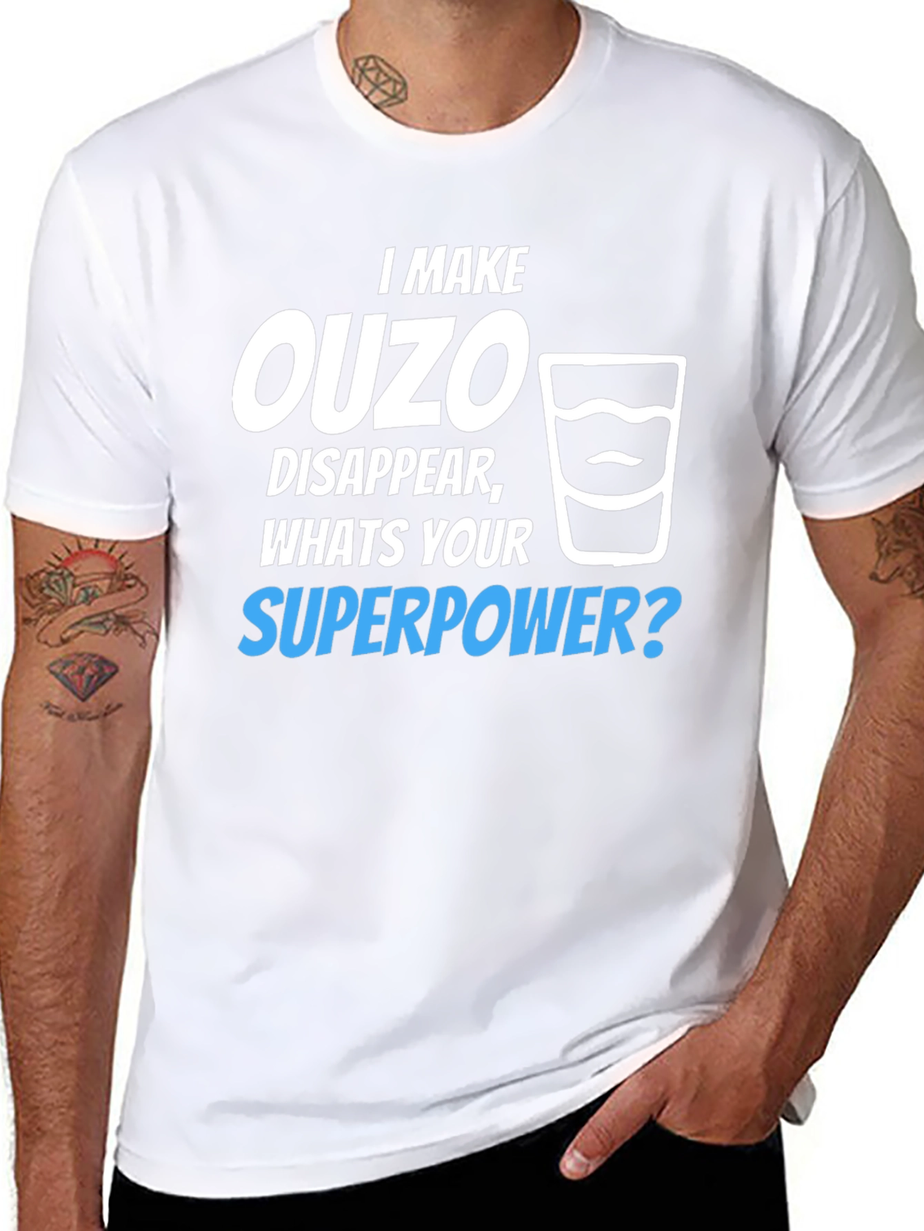 Ouzo Superpower T-Shirt - Funny Novelty Tee - 8
