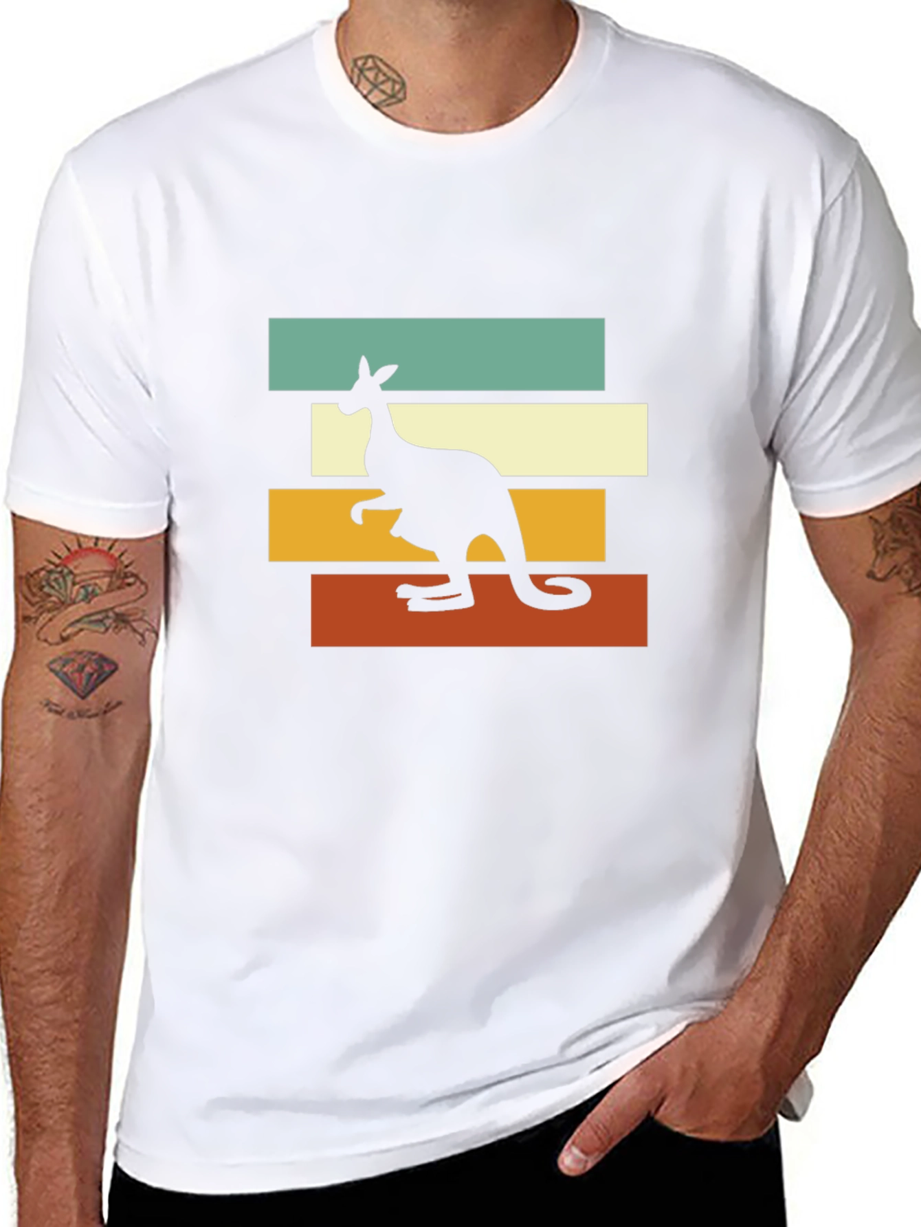 Black Retro Kangaroo T-Shirt - Vintage Style Aussie Tee view 8
