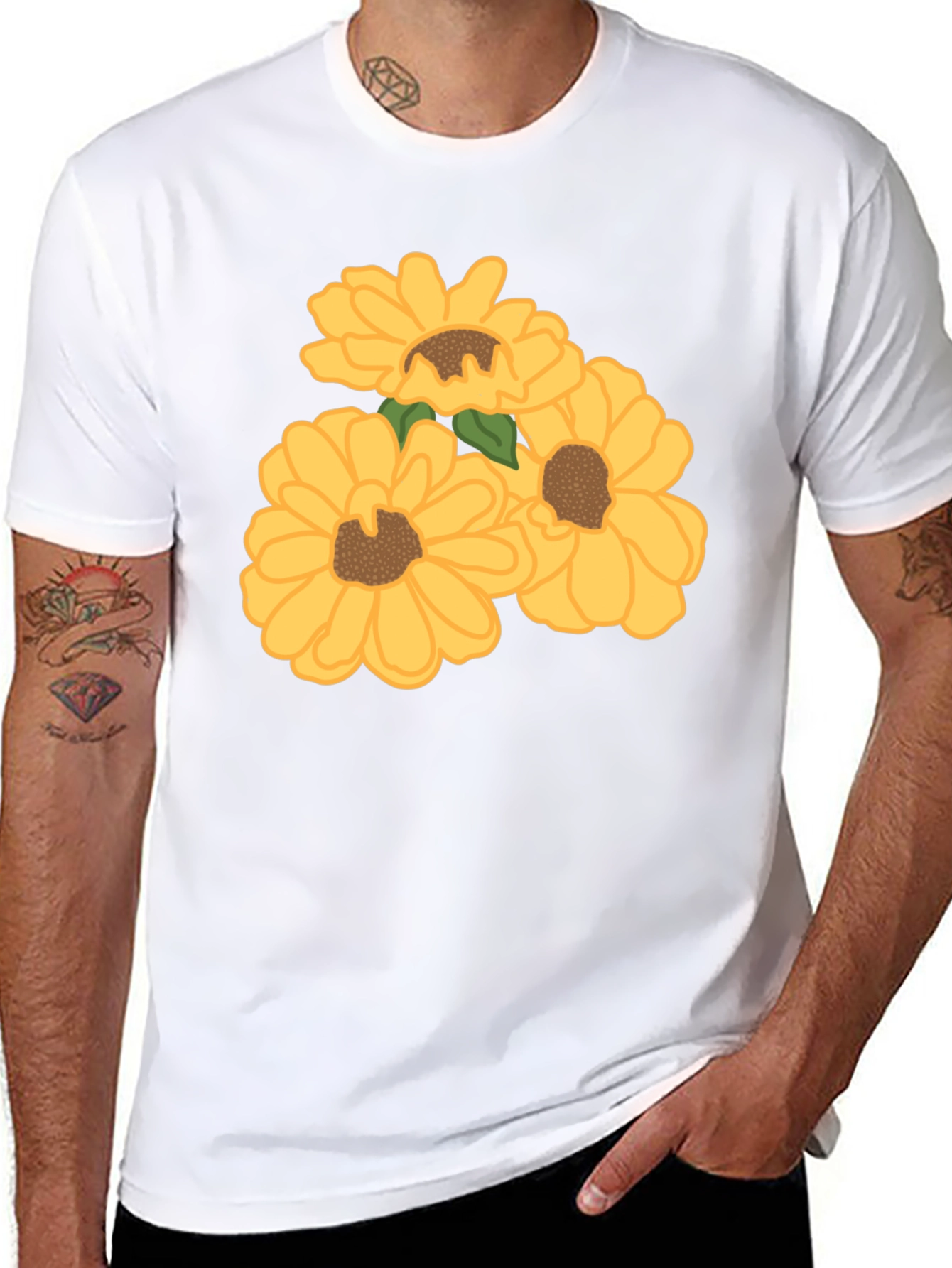 Black Sunflower Graphic Tee - Black Cotton Casual Shirt view 8