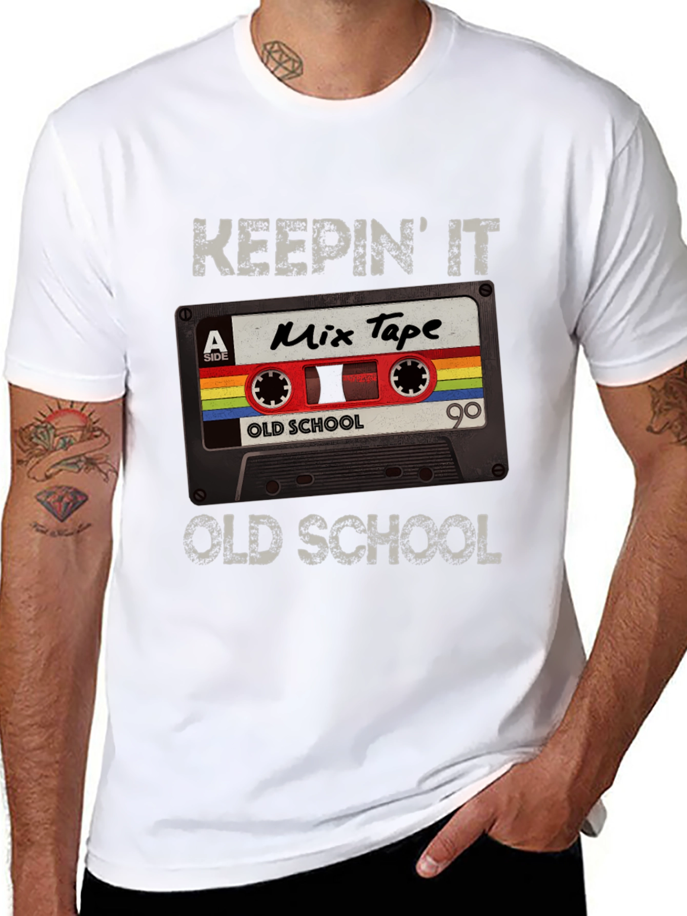 Black Keepin' It Old School Mix Tape Graphic Tee view 8