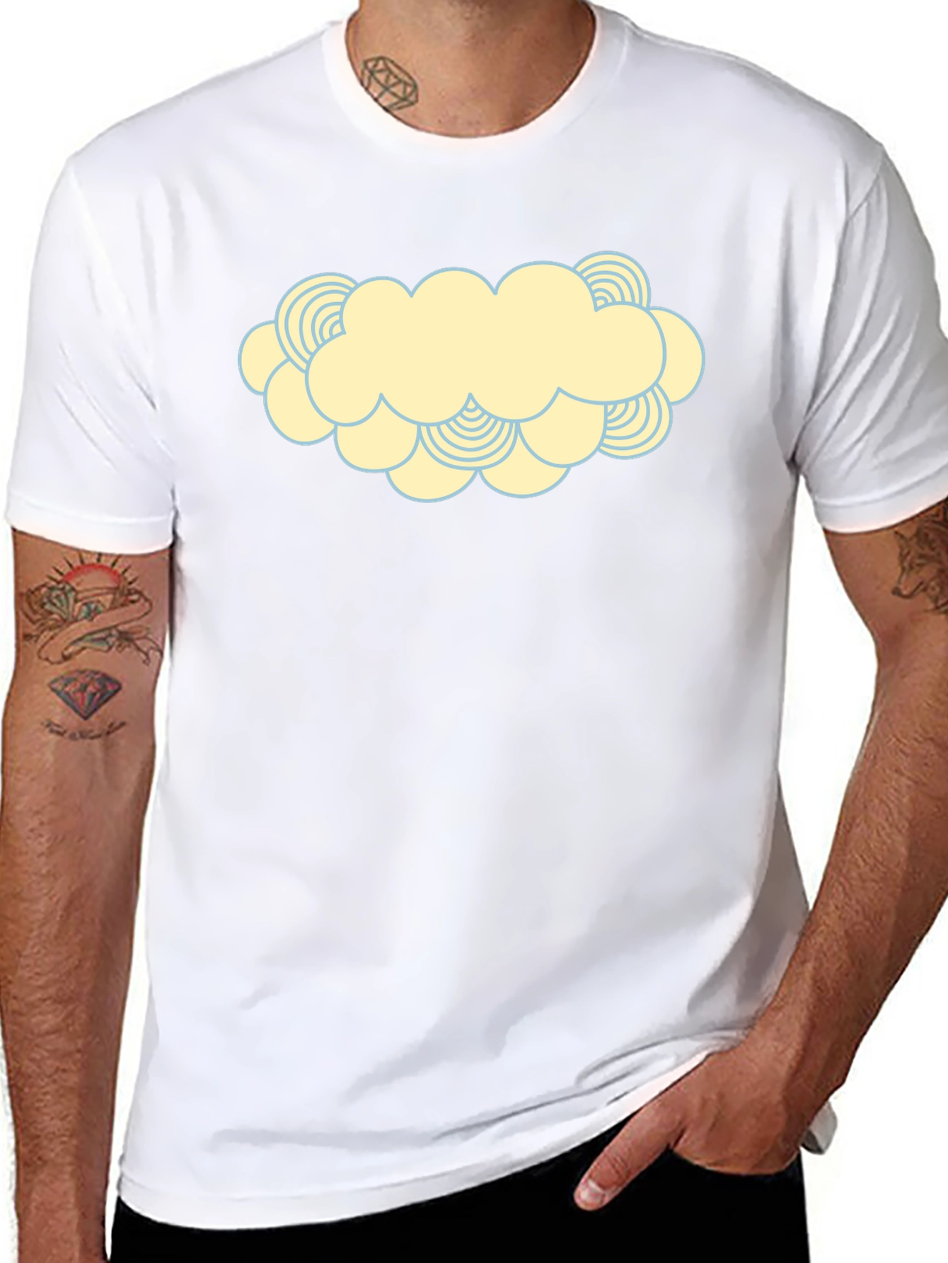 Black Cartoon Cloud Graphic Print T-Shirt view 8