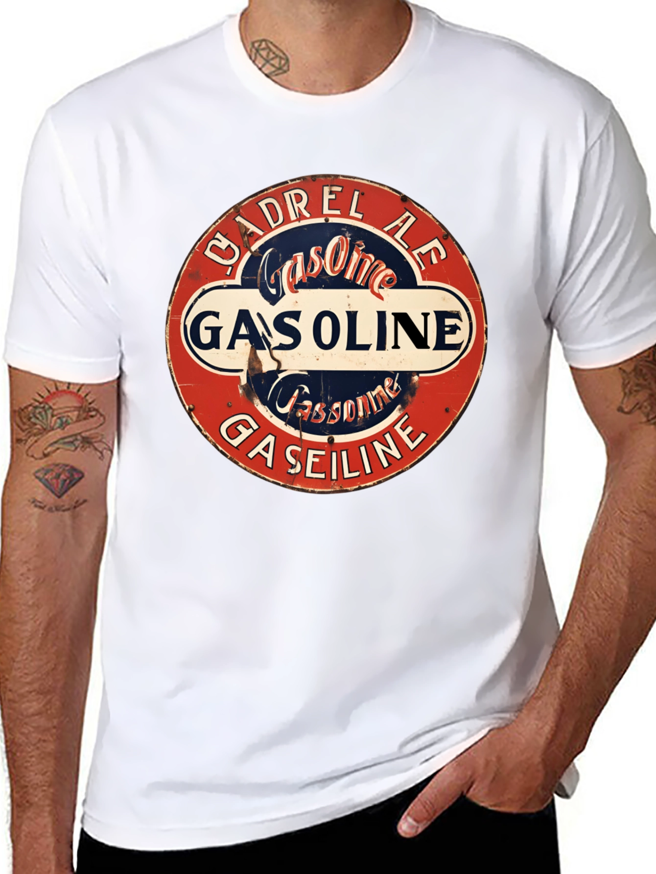 Black Vintage CADREL AE Gasoline Graphic T-Shirt view 8