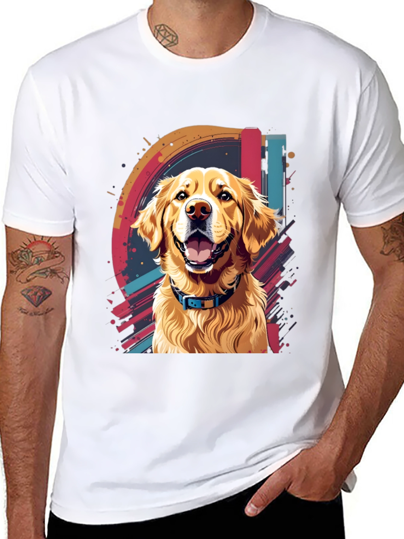 Dog Graphic Tee - Golden Retriever Art - 8