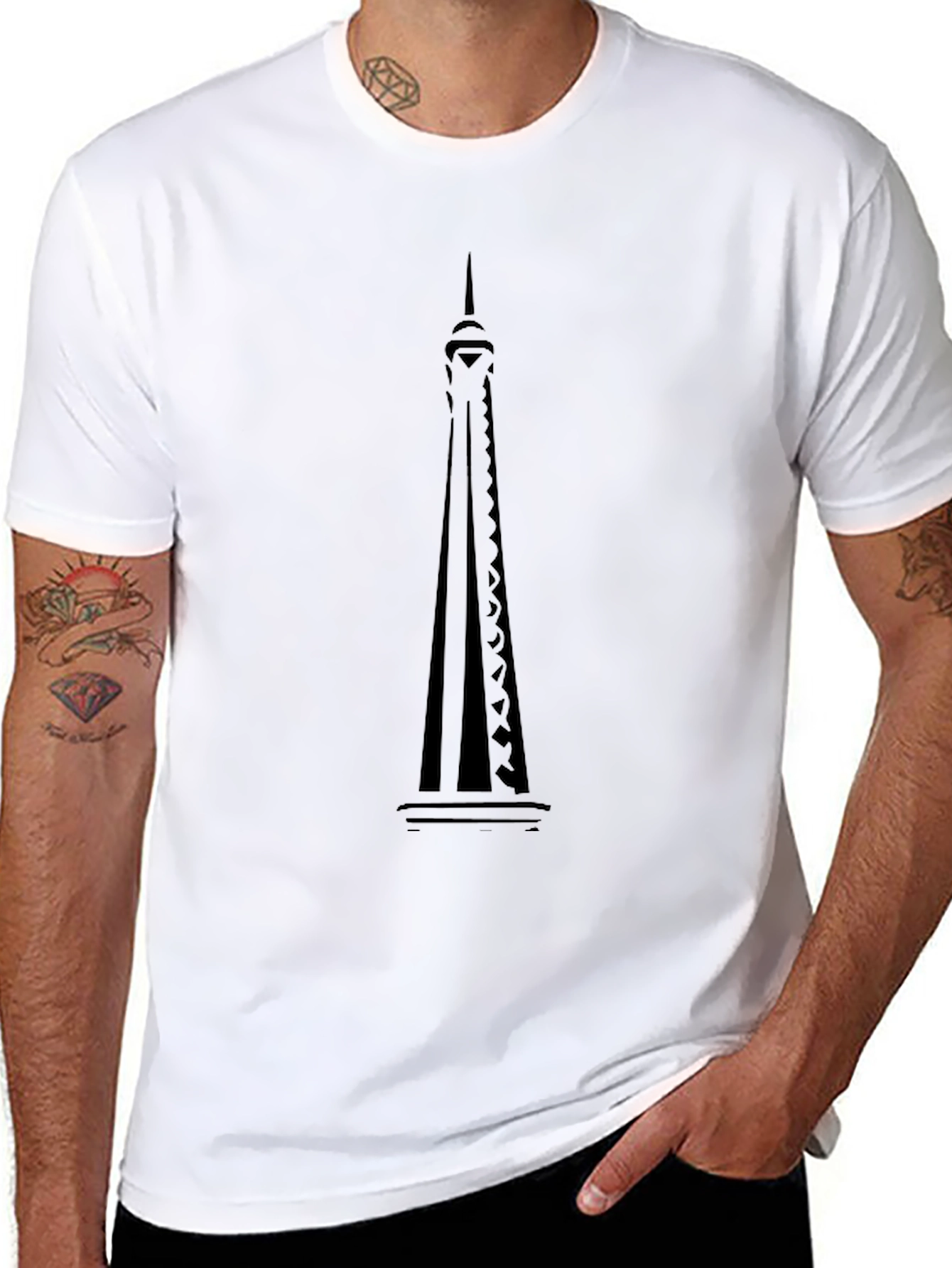 Black Tower Graphic Tee - Modern Black T-Shirt view 8