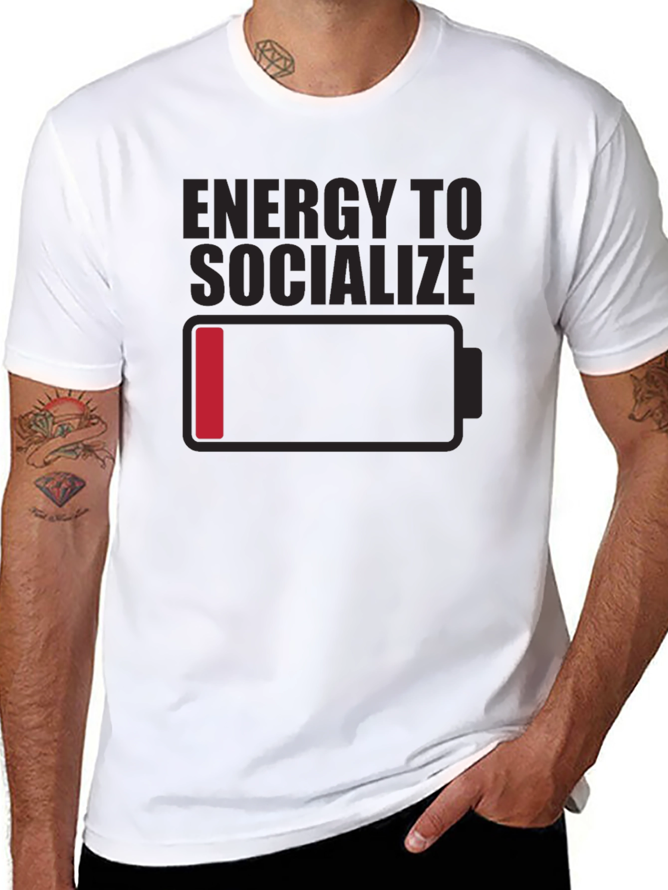 Black Low Energy Socializing Humor Graphic Tee view 8