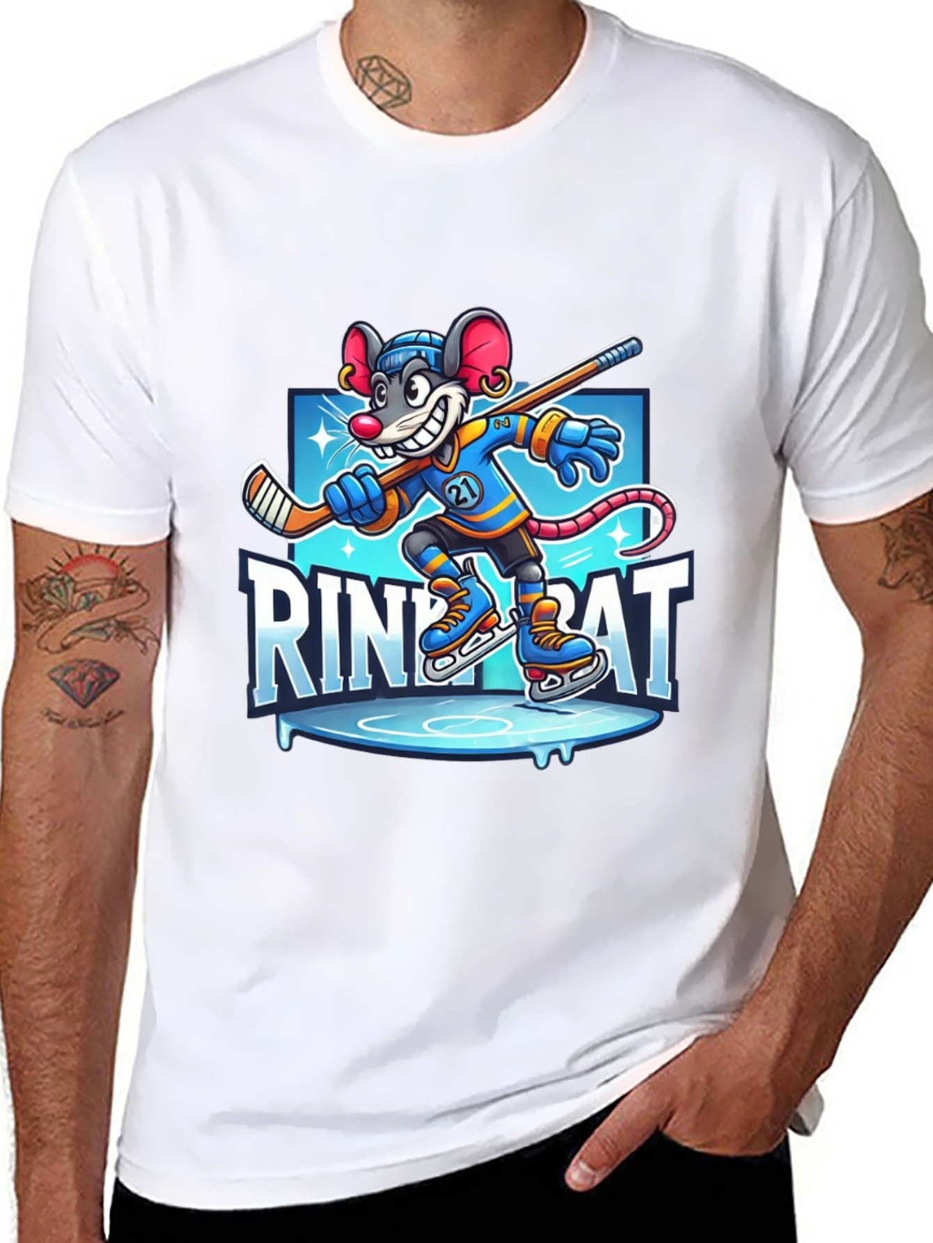 Black Rink Rat Hockey T-Shirt view 8