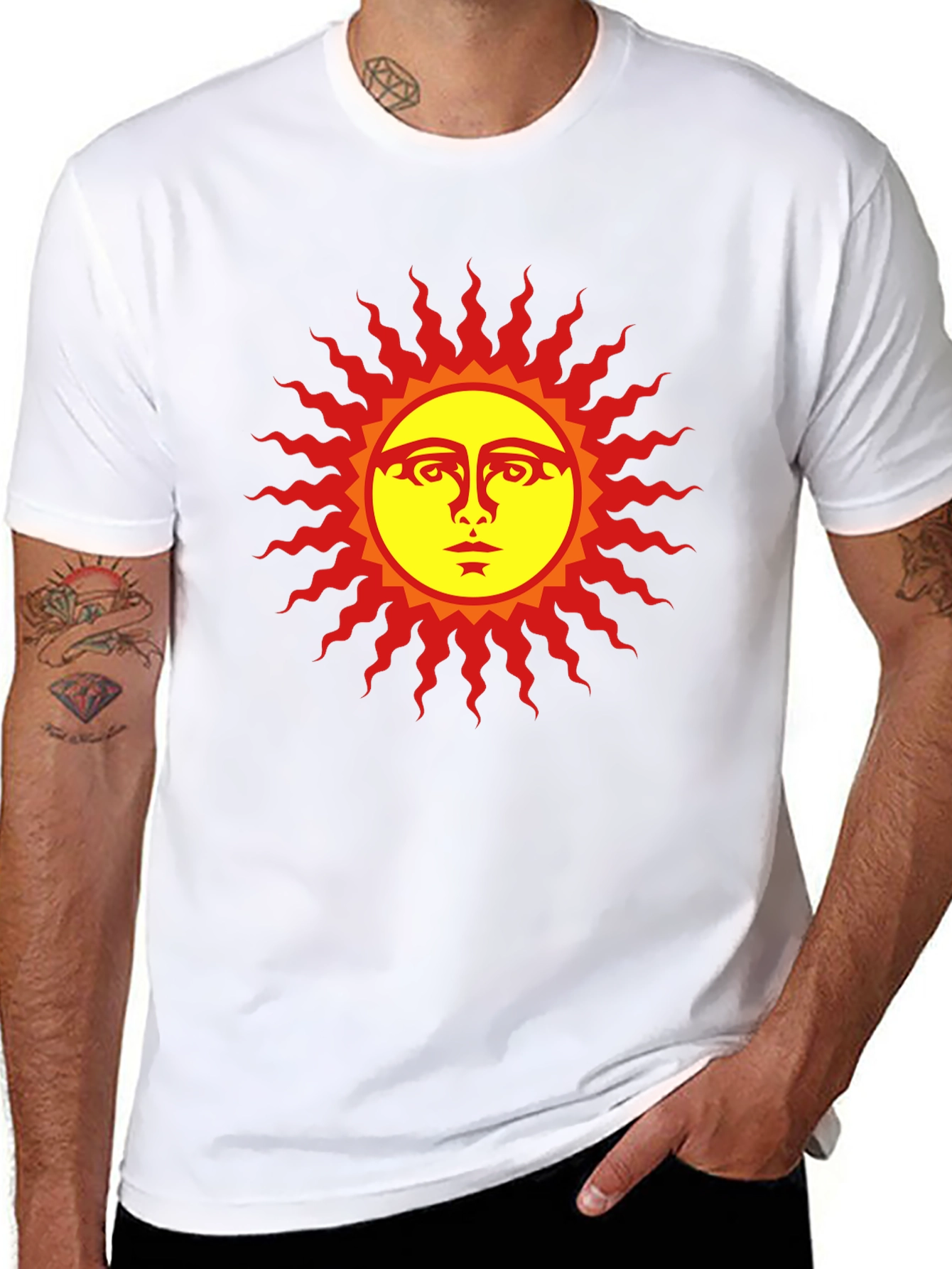 Black Sun Face Graphic Black T-Shirt view 8