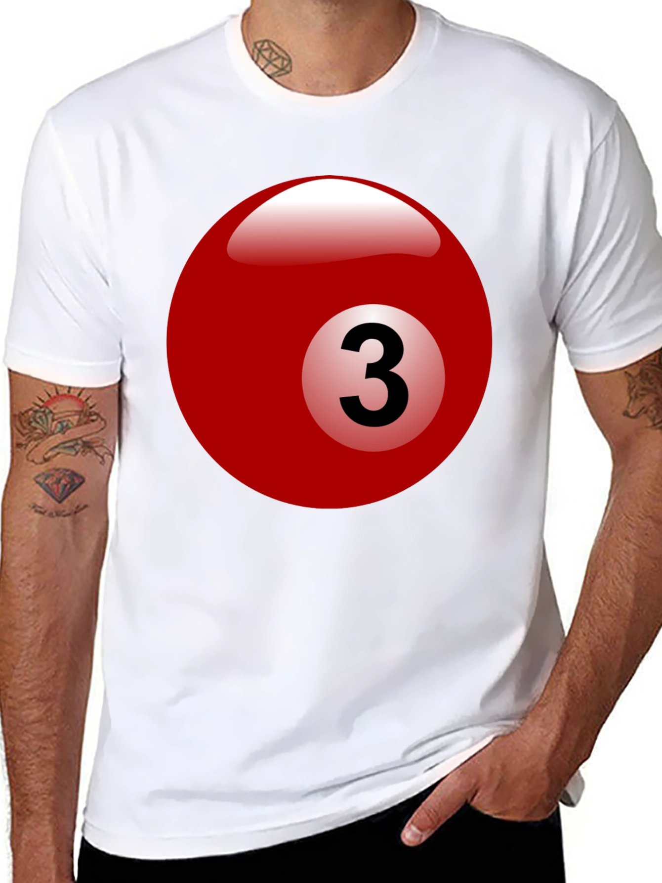 Black Billiard Ball #3 Graphic T-Shirt - Cool Casual Tee view 8