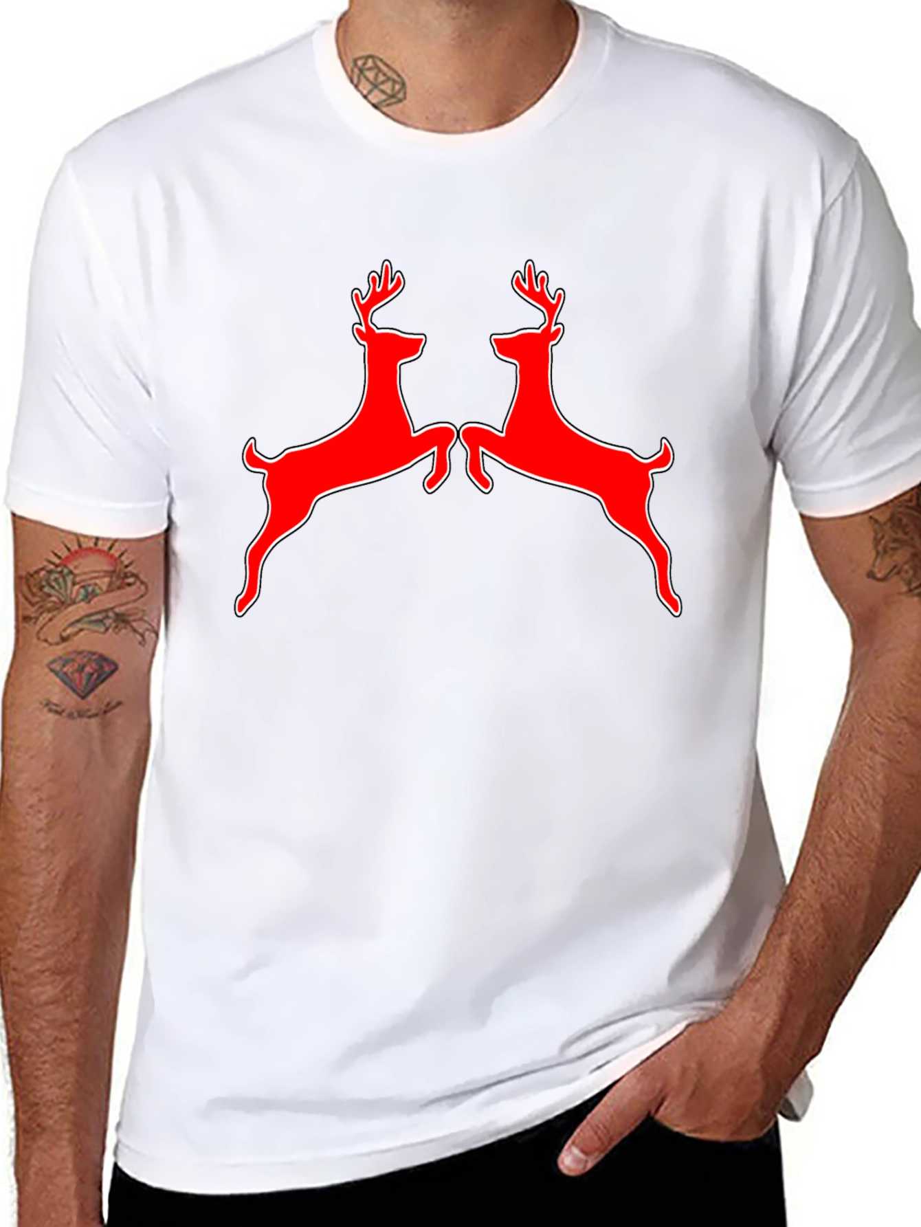 Black Red Deer Graphic Tee - Black Cotton Shirt view 8