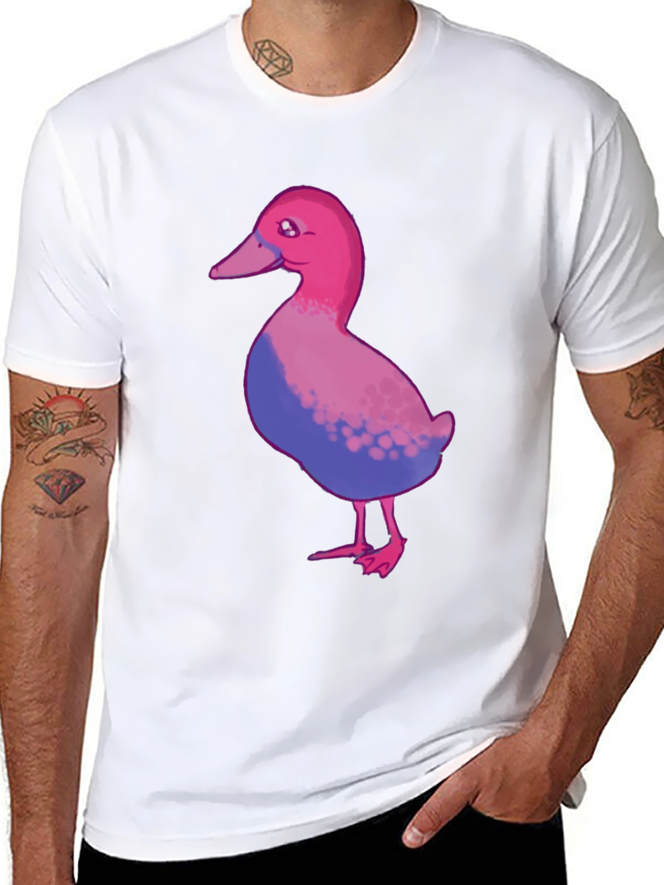 Black Bisexual Pride Duck T-Shirt - Black Cotton Blend view 8