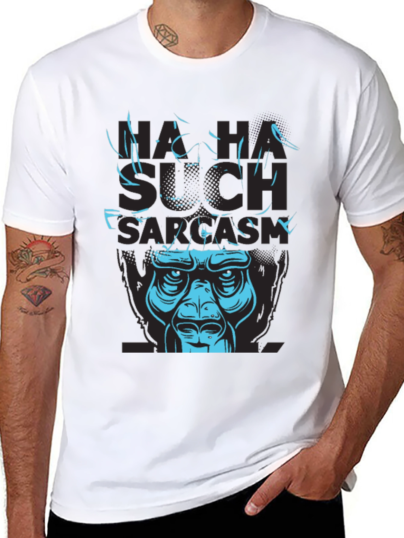 Black Sarcastic Gorilla Graphic Tee - Men's Black T-Shirt view 8