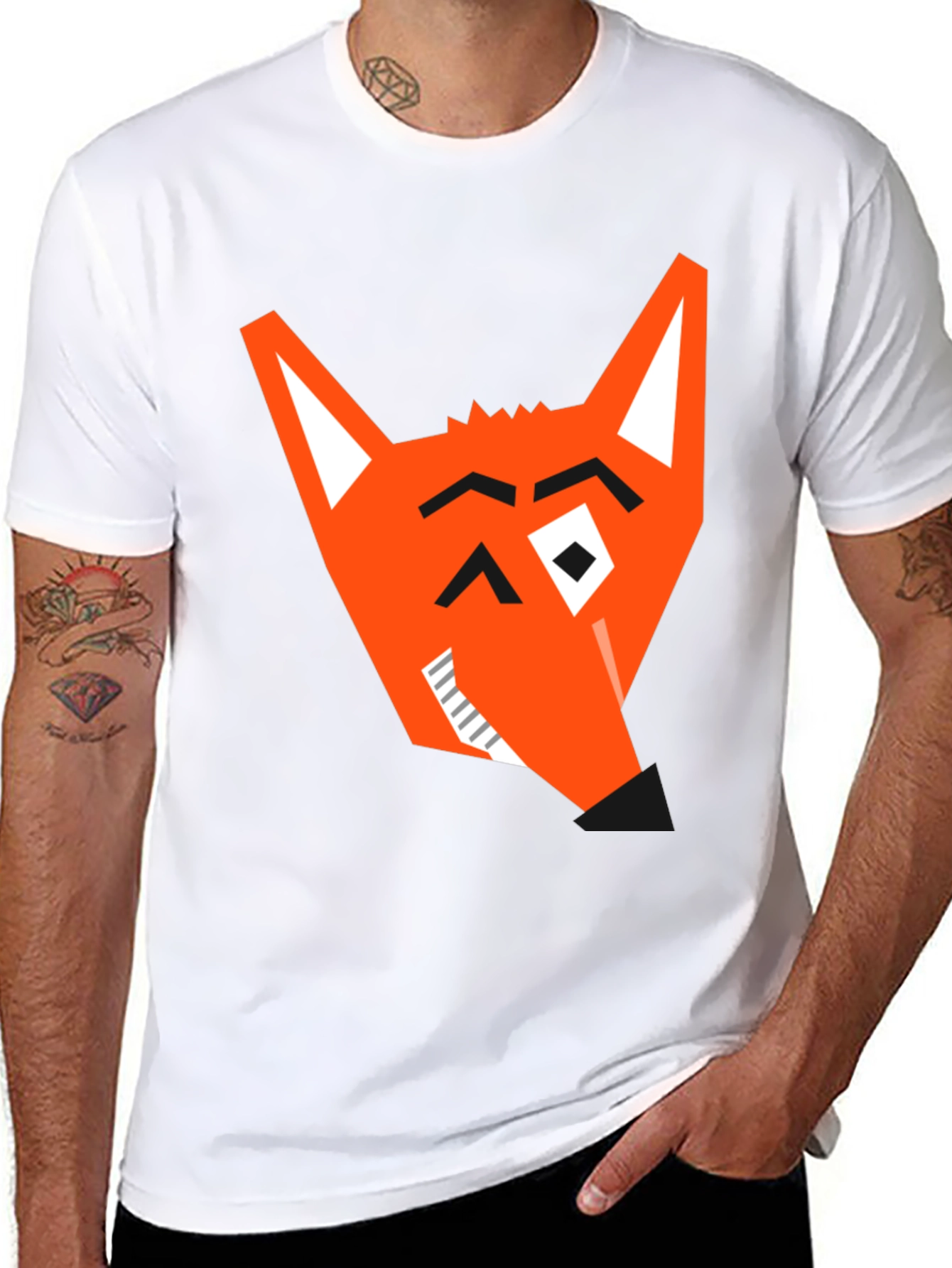 Geometric Fox Graphic Tee - Modern Black T-Shirt - 8