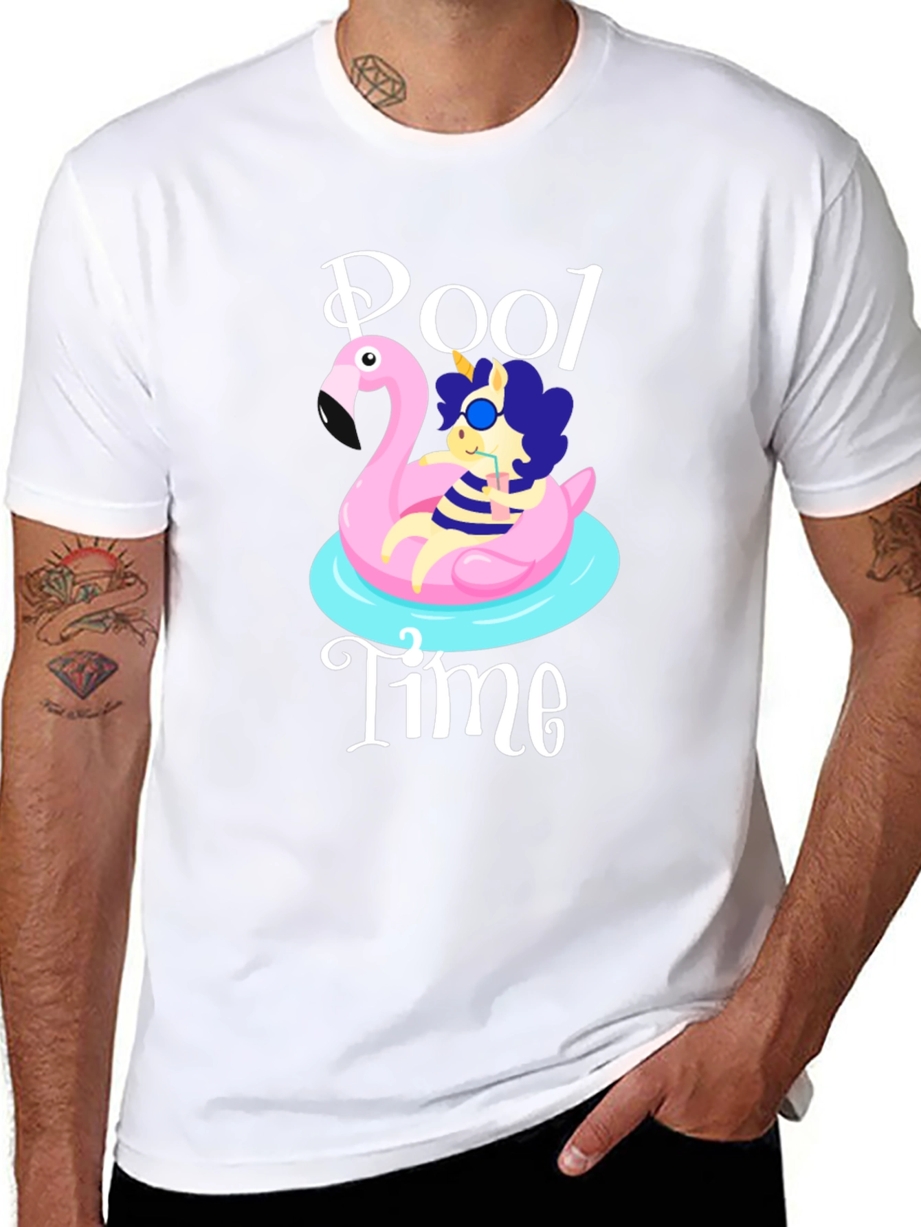 Black Pool Time Graphic T-Shirt - Flamingo Float Fun! view 8