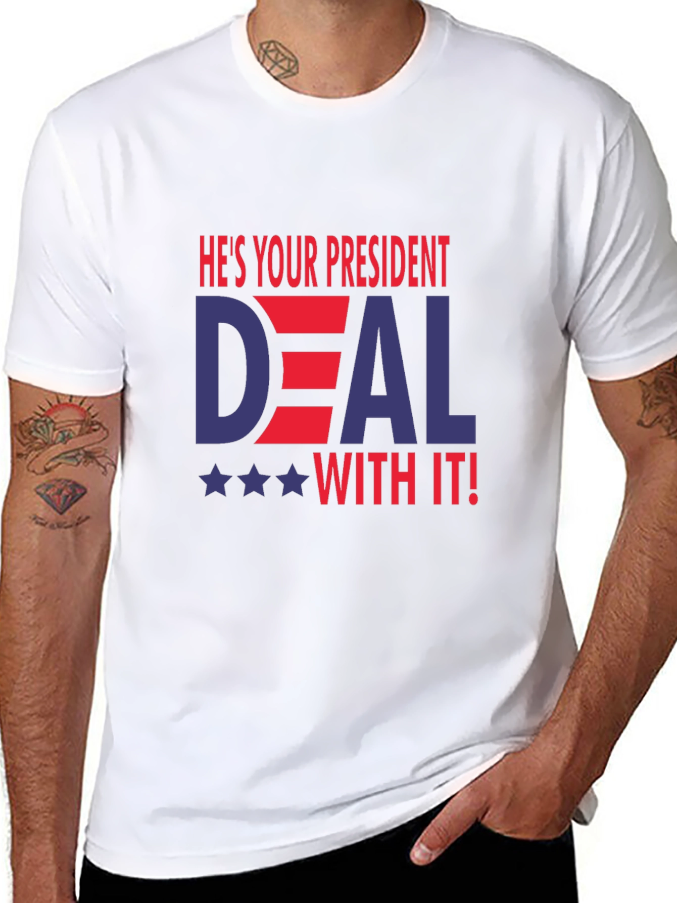 Black He's Your President Deal With It T-Shirt view 8