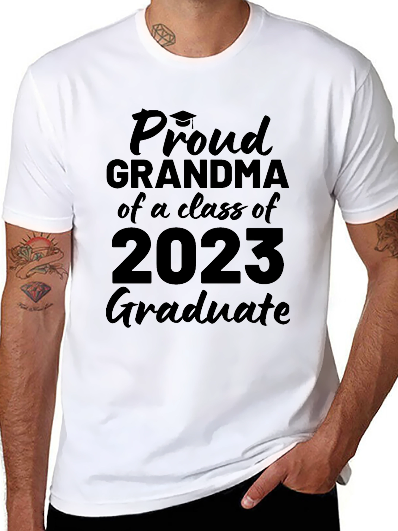 Black Proud Grandma Class of 2023 Graduate T-Shirt view 8