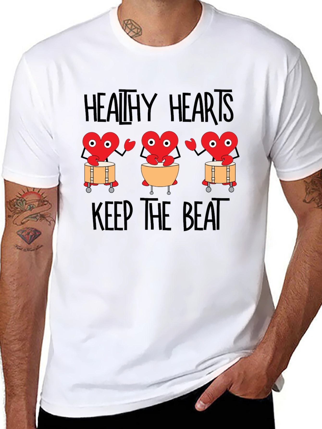 Black Healthy Hearts Keep The Beat Graphic T-Shirt view 8