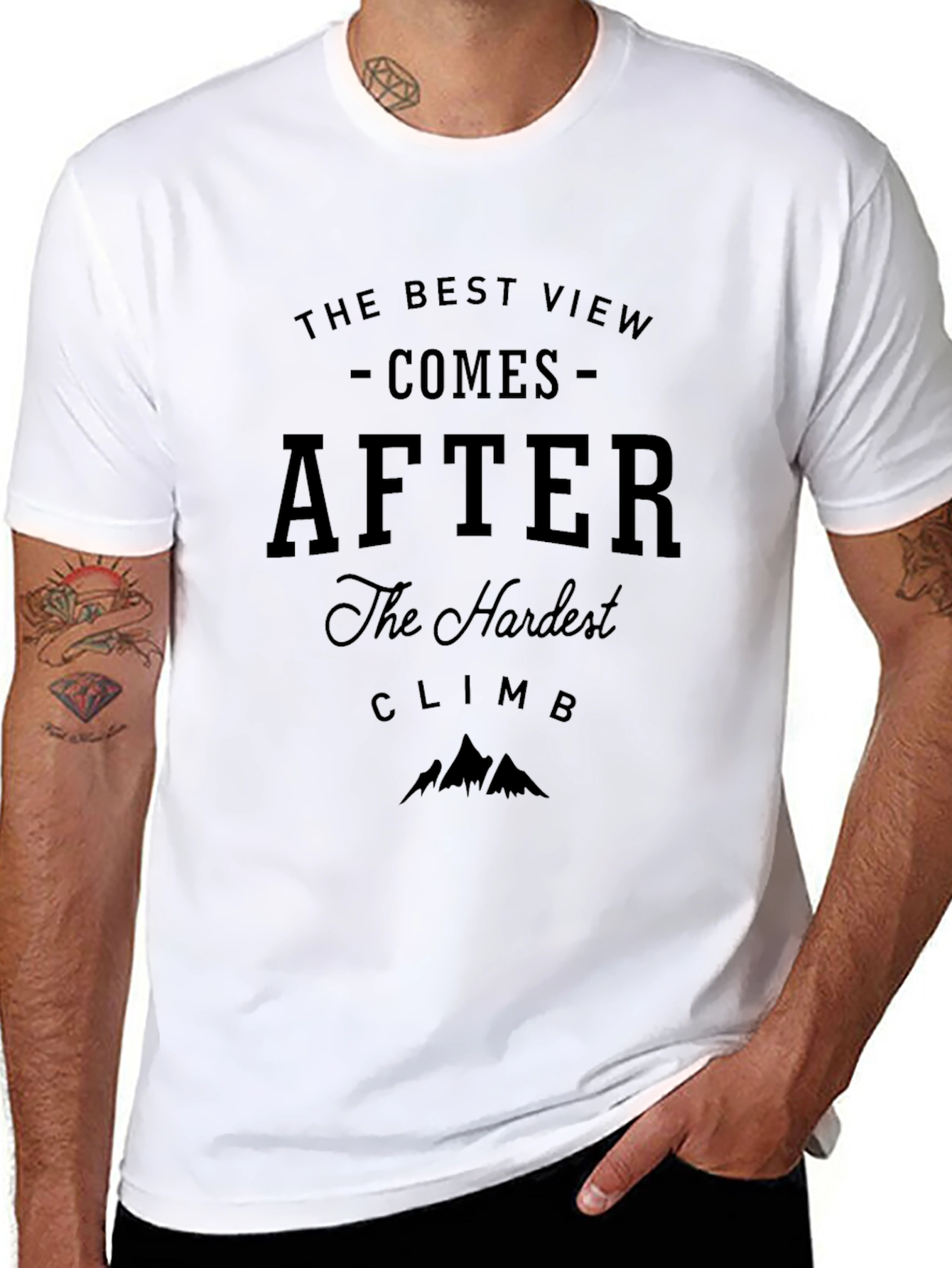 Black Motivational Climb T-Shirt - The Best View view 8