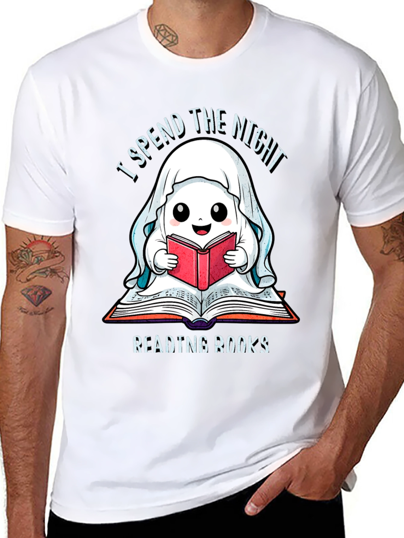 Black Ghost Reading Books T-Shirt view 8