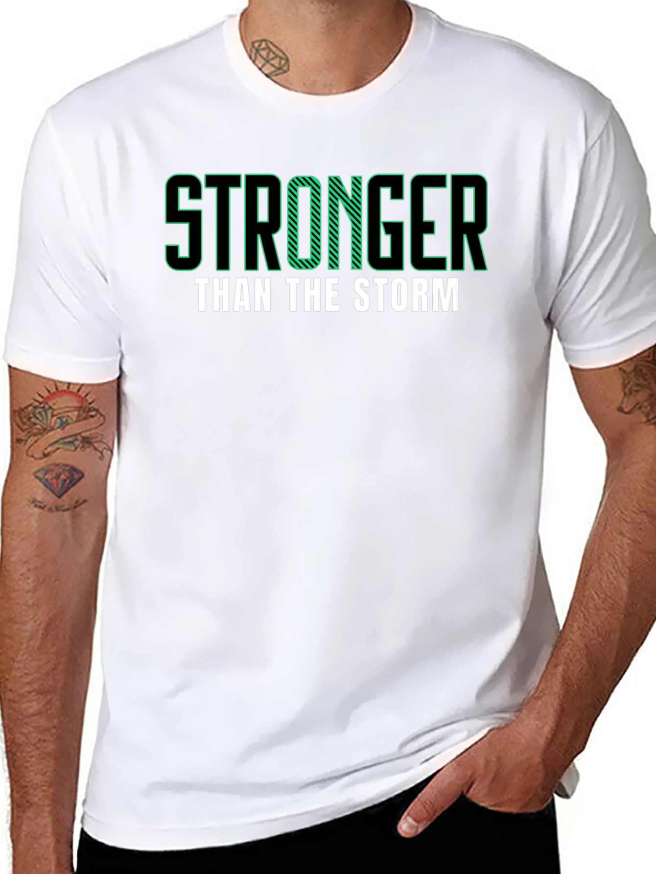 Black Stronger Than The Storm Graphic Tee view 8