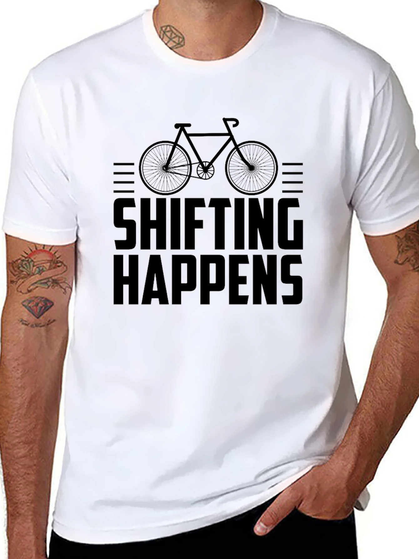 Black Shifting Happens Graphic T-Shirt - Cycling Humor view 8