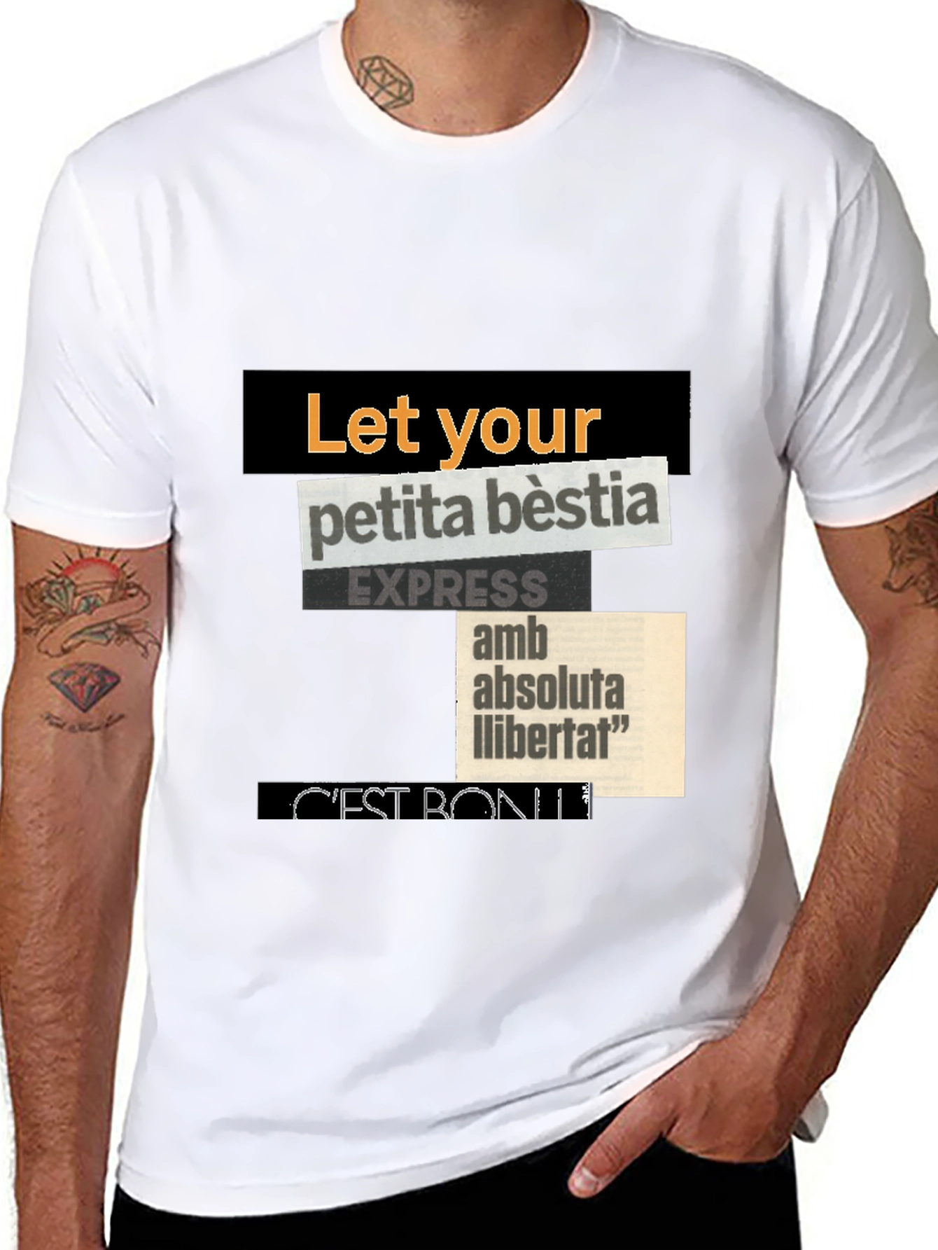 Black Abstract Collage Graphic T-Shirt view 8