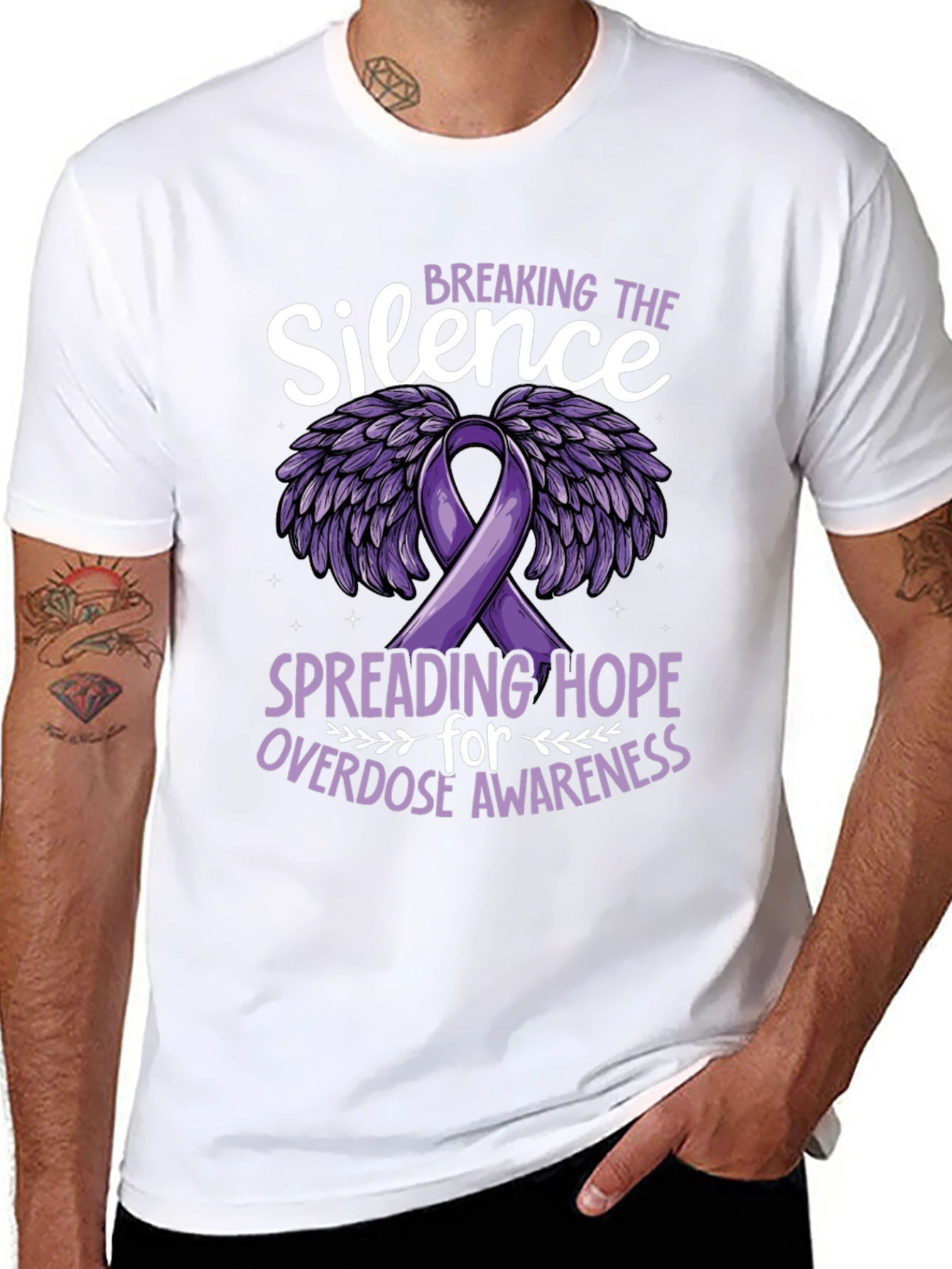 Black Breaking the Silence Overdose Awareness T-Shirt view 8
