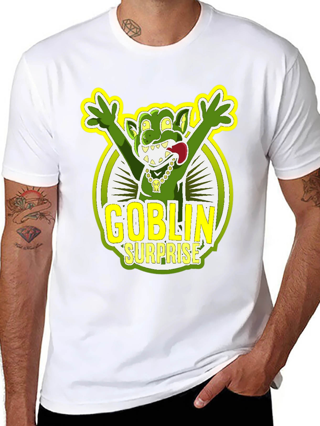 Black Goblin Surprise Graphic Tee - Black Crew Neck T-Shirt view 8