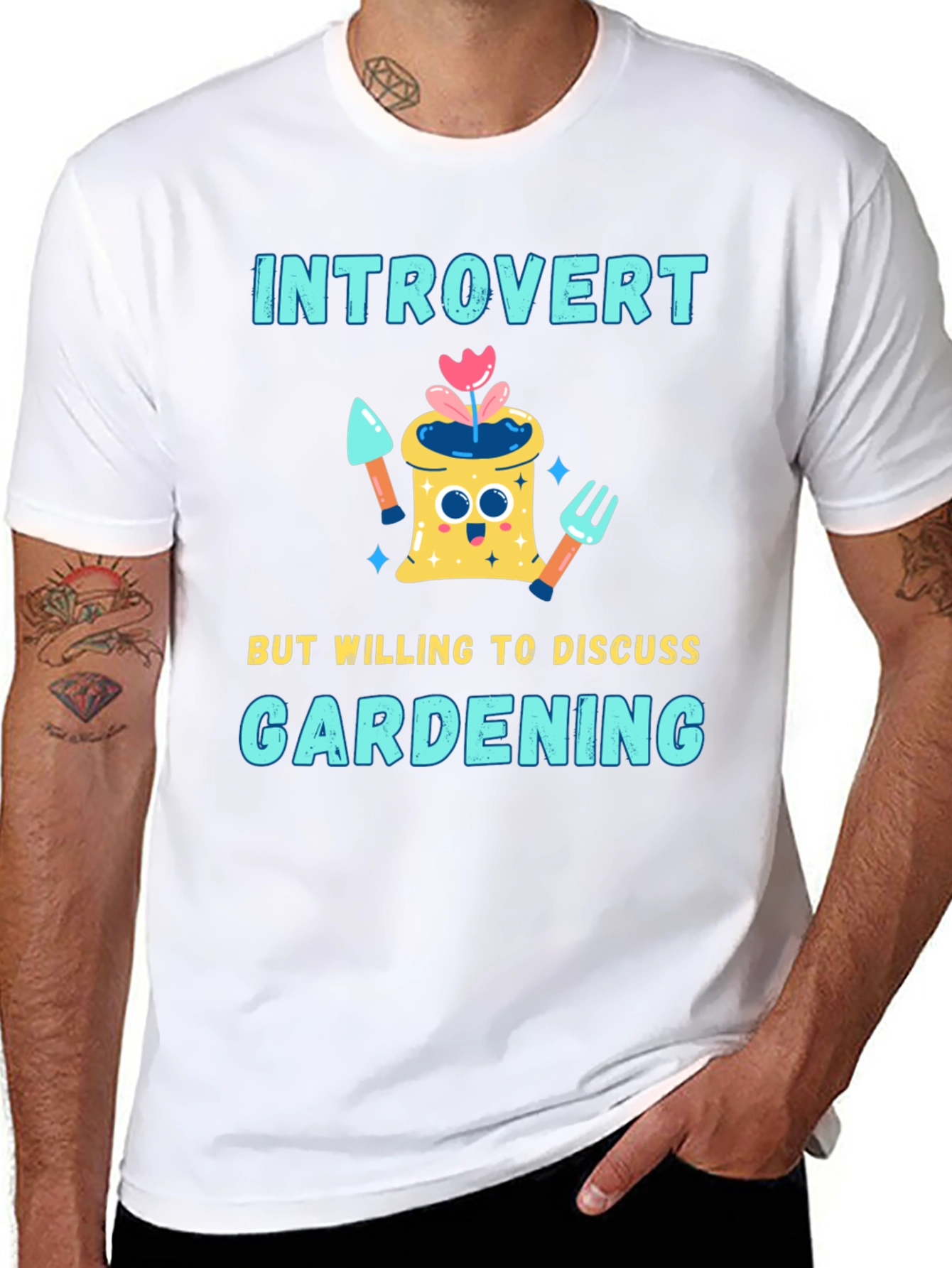 Black Introvert Gardening T-Shirt view 8