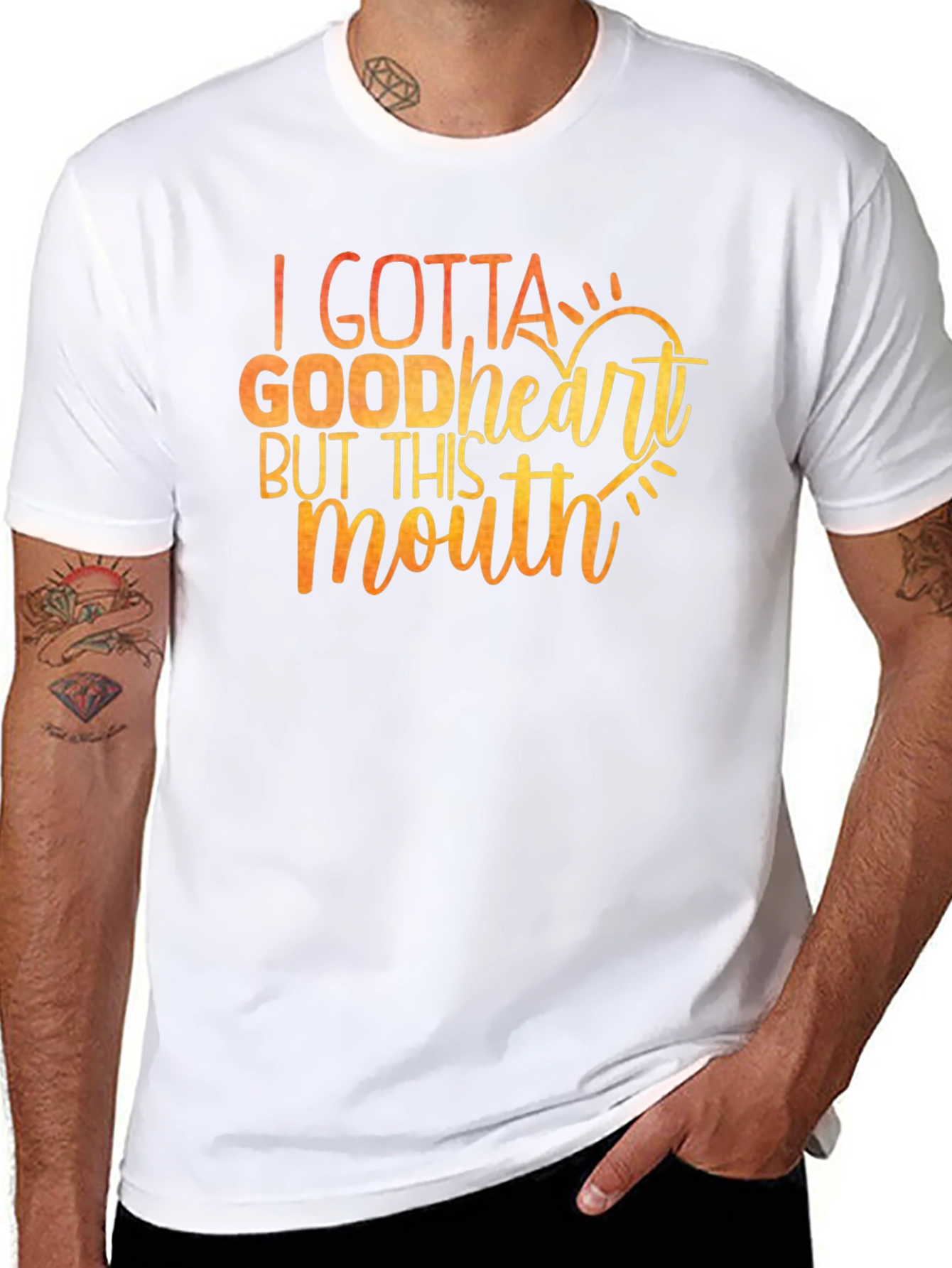 Black I Gotta Good Heart T-Shirt - Funny Sarcastic Tee view 8