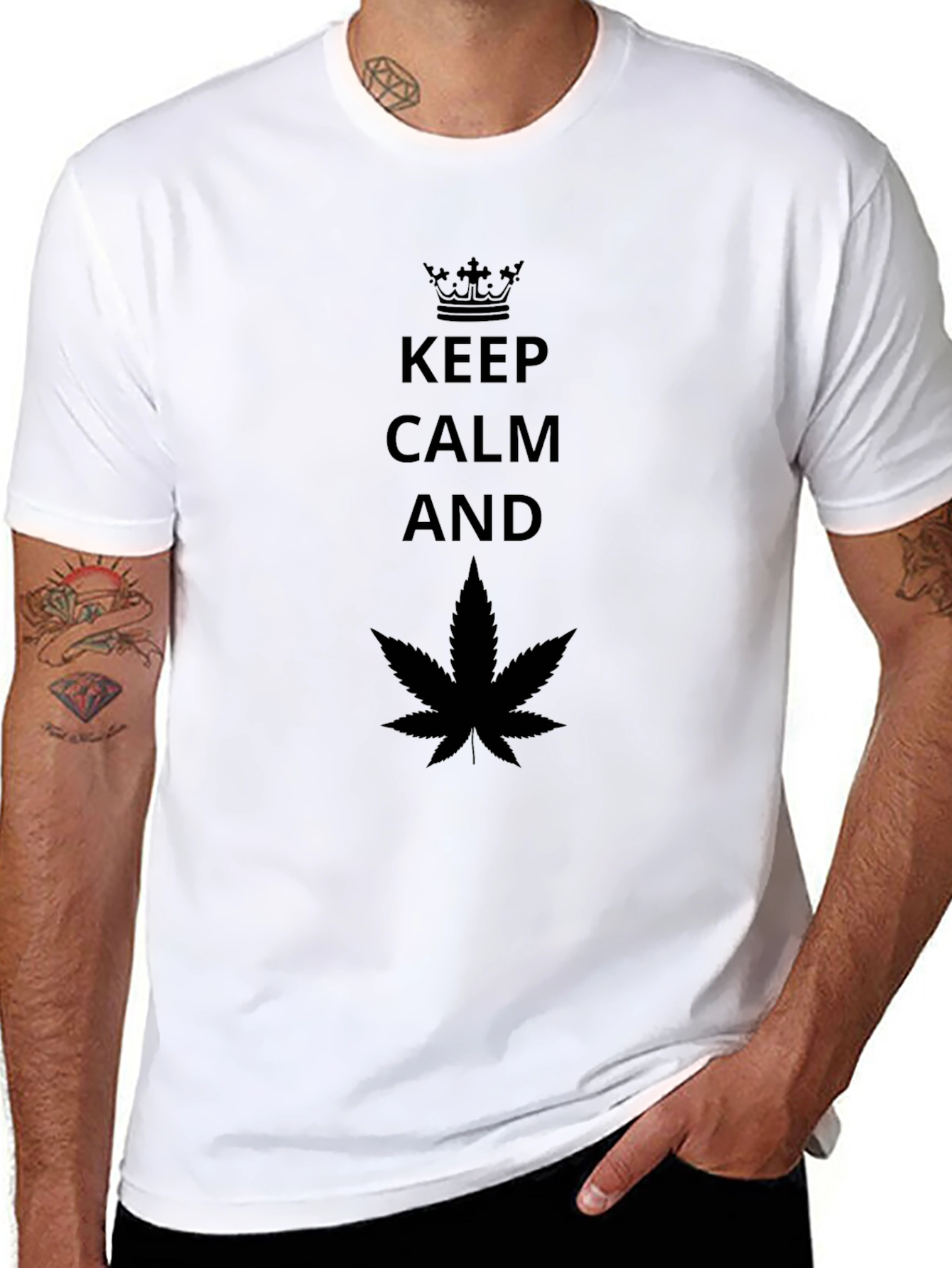 Black Keep Calm and Smoke On Black T-Shirt view 8
