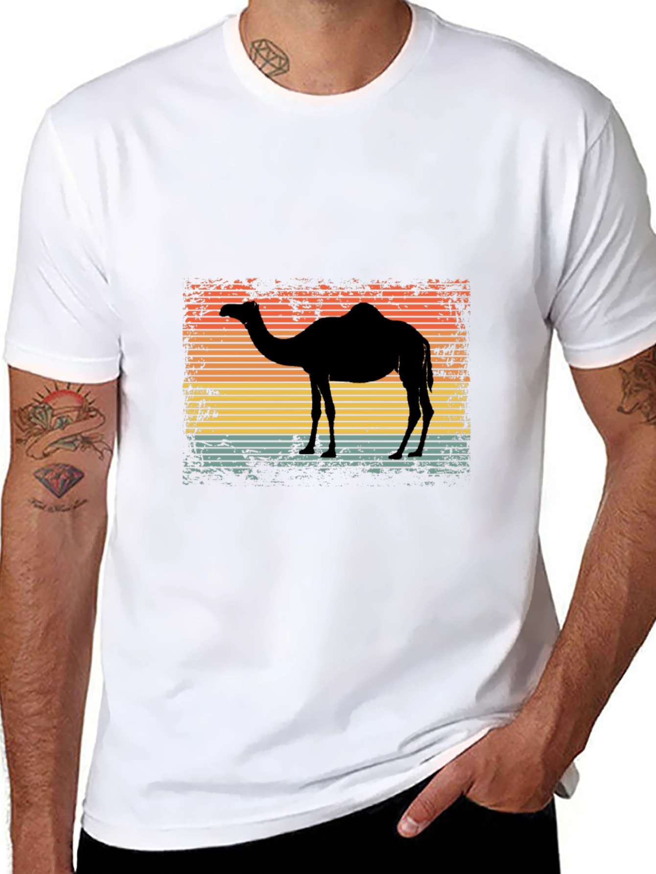 Black Retro Camel Silhouette Graphic Tee view 8