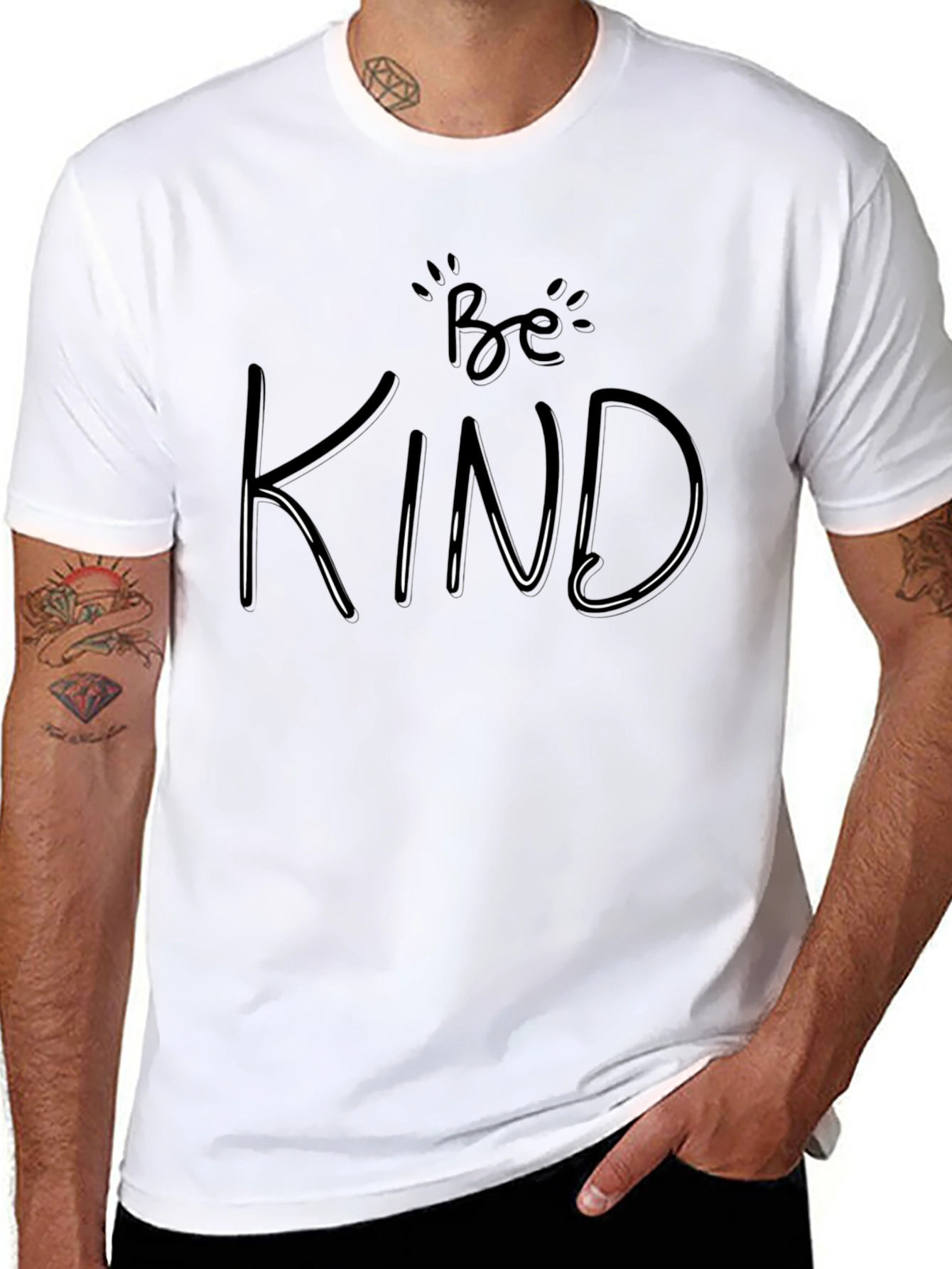Black Be Kind Graphic Tee - Black Casual T-Shirt view 8