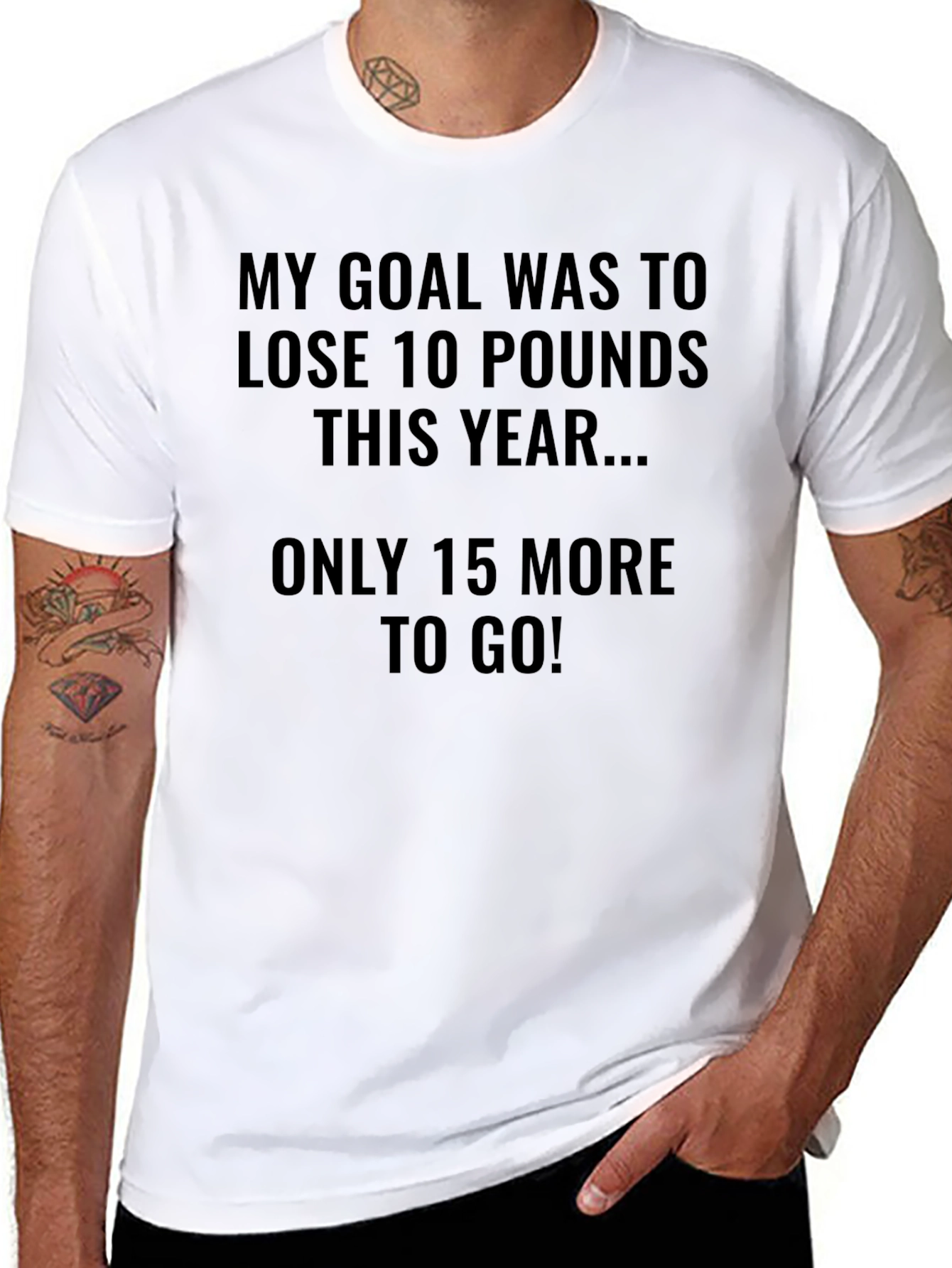 Black Funny Weight Loss Goal T-Shirt view 8