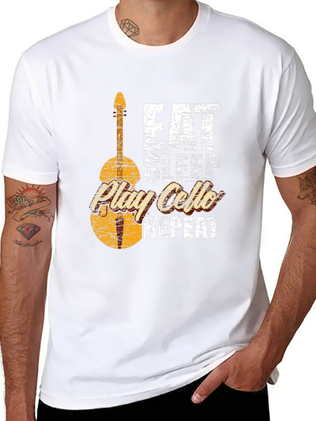 Black Eat Sleep Play Cello Repeat T-Shirt view 8