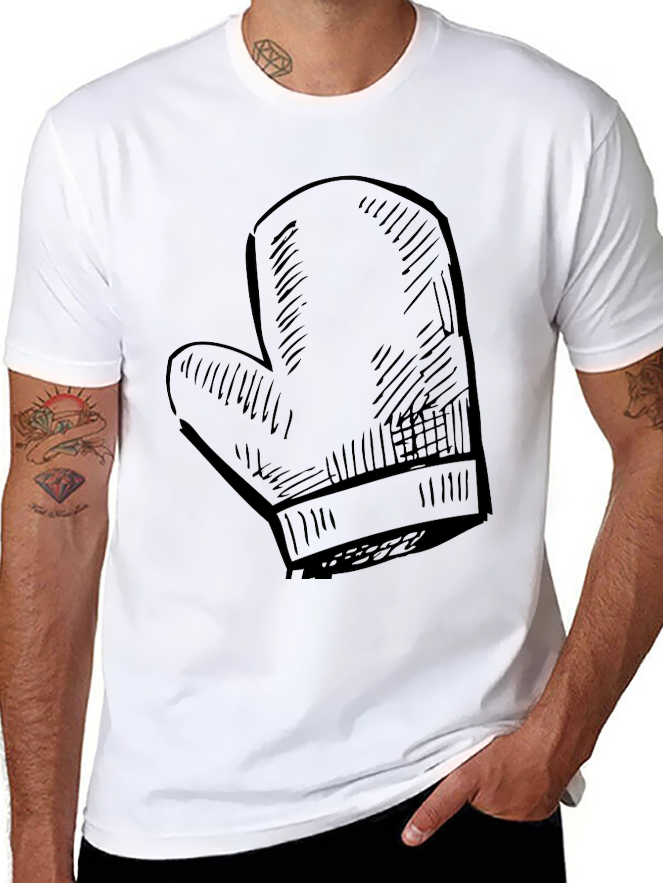 Black Chef's Oven Mitt Graphic Tee - Black Cotton T-Shirt view 8