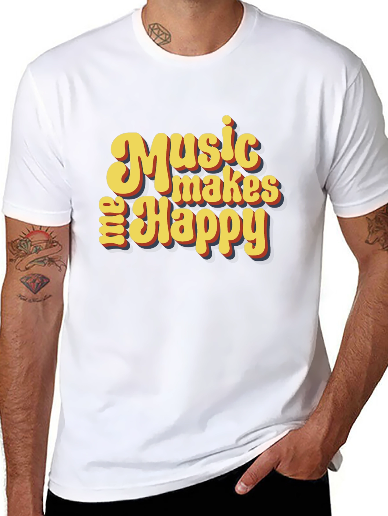 Music Makes Me Happy Graphic T-Shirt - Retro Style - 8