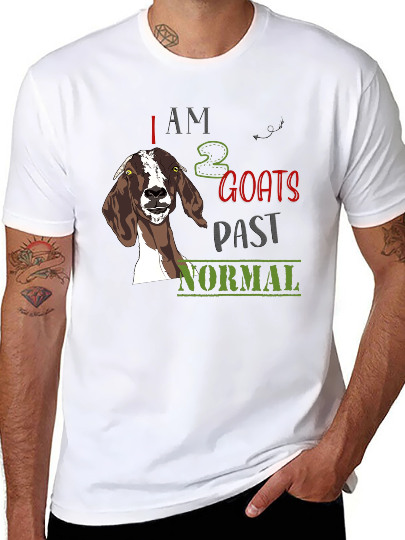 Black I am 2 Goats Past Normal Graphic Tee view 8