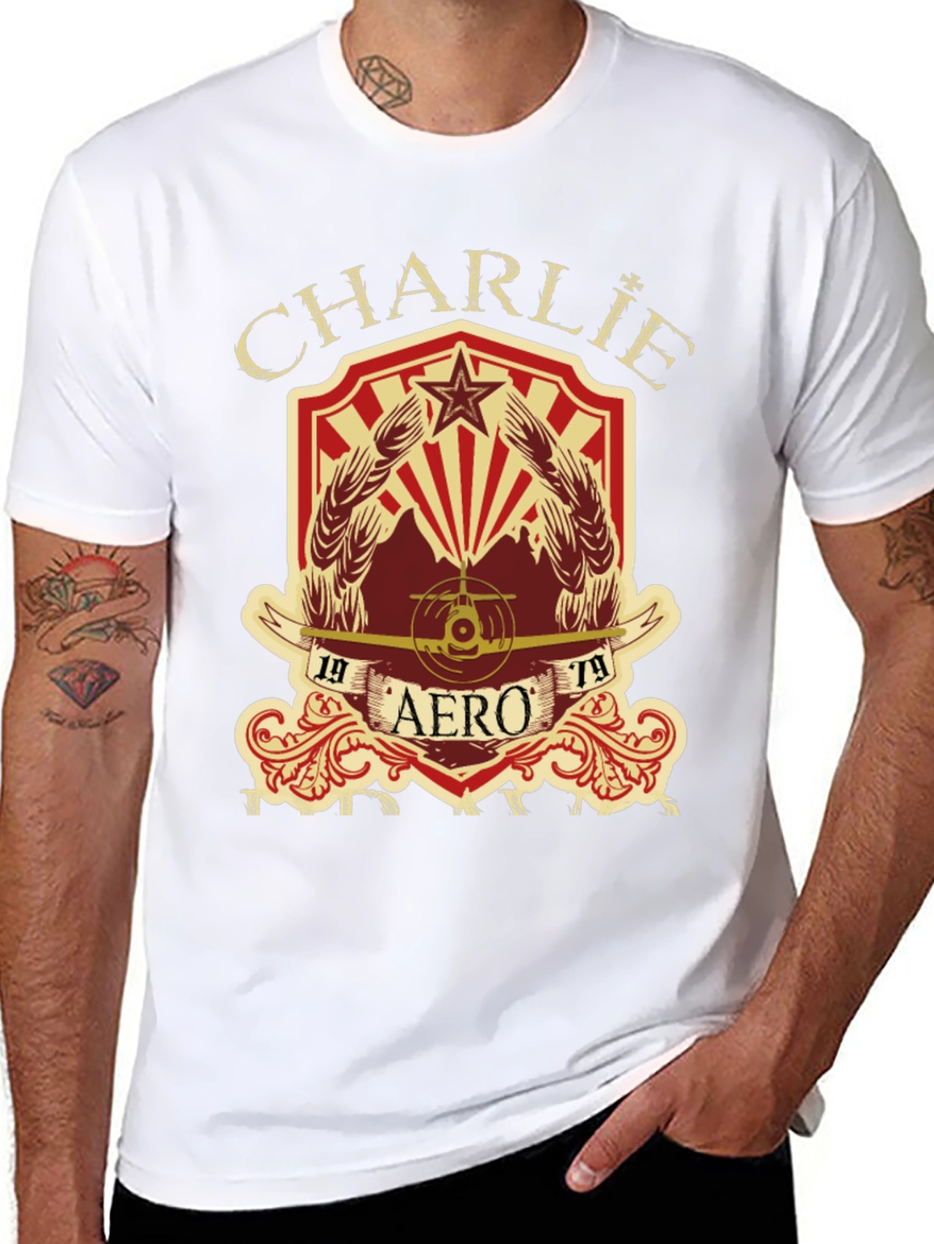 Black Charlie Aero 1979 Vintage Style Graphic T-Shirt view 8