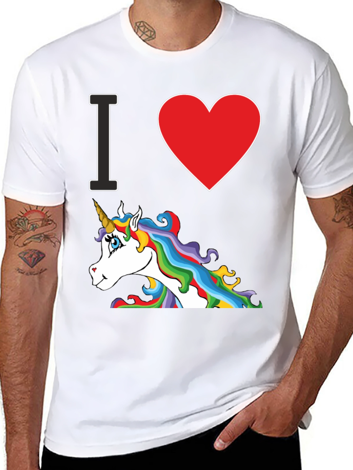 Black I Heart Unicorn Black T-Shirt view 8