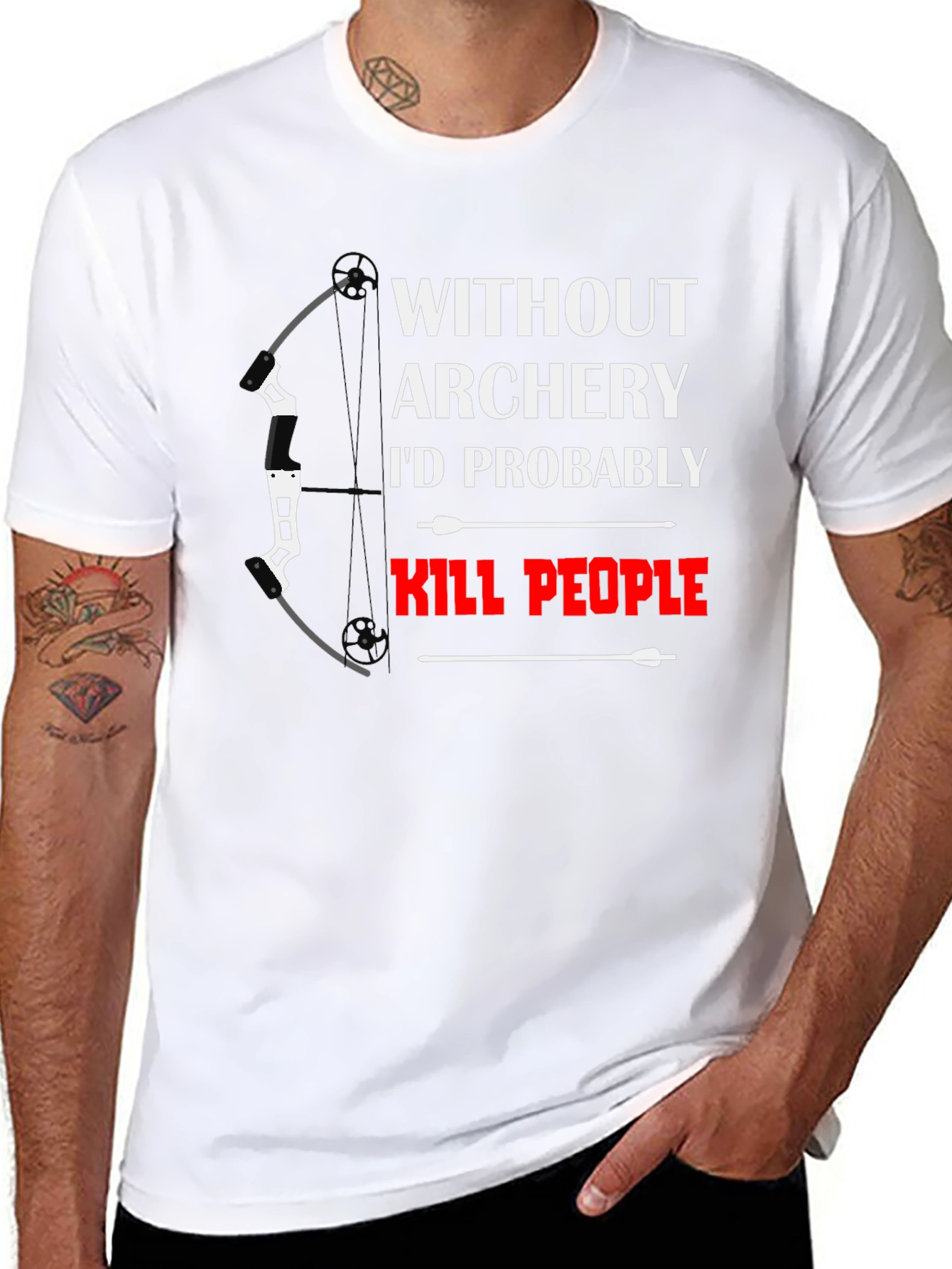 Black Archery T-Shirt: Without Archery I'd Kill People view 8