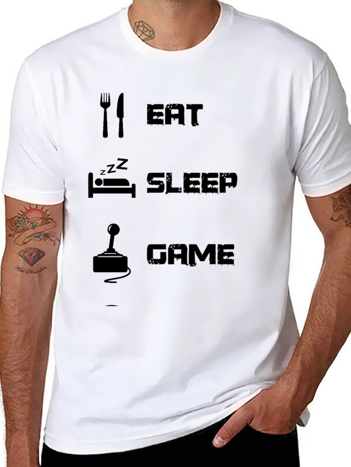 Black Eat Sleep Game Black T-Shirt view 8