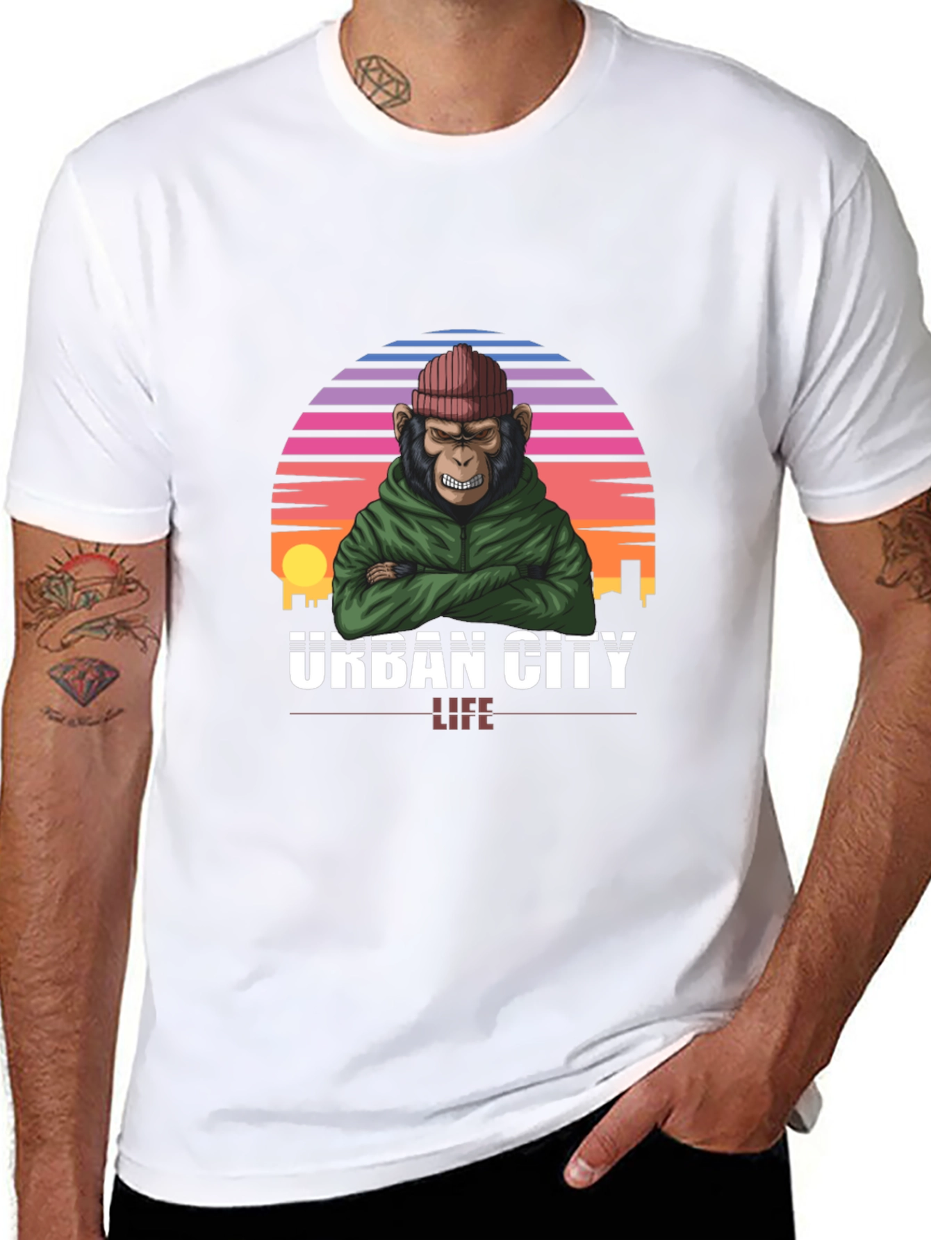 Black Urban City Monkey Tee - Cool Graphic T-Shirt view 8