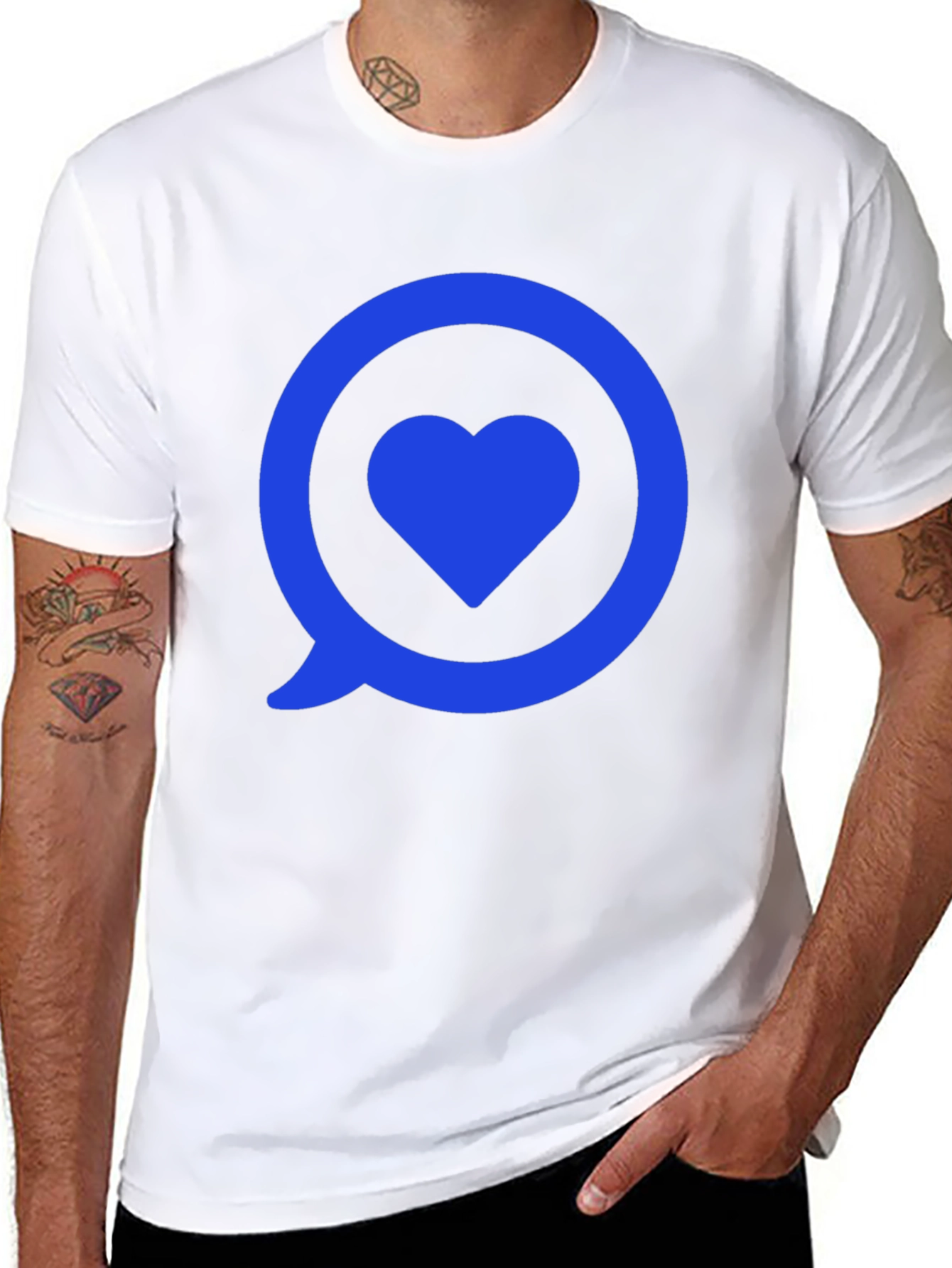 Black Heart in Speech Bubble Graphic Tee - Modern Style view 8