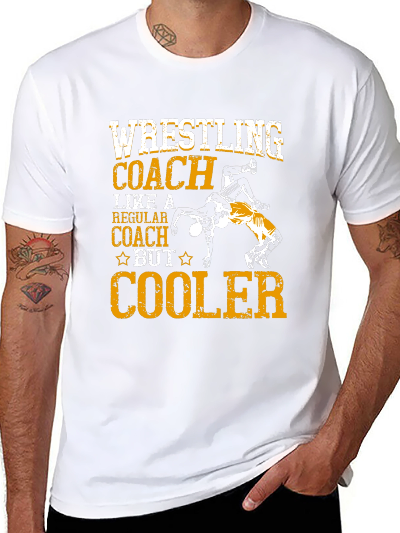 Black Wrestling Coach T-Shirt - Cooler Design view 8
