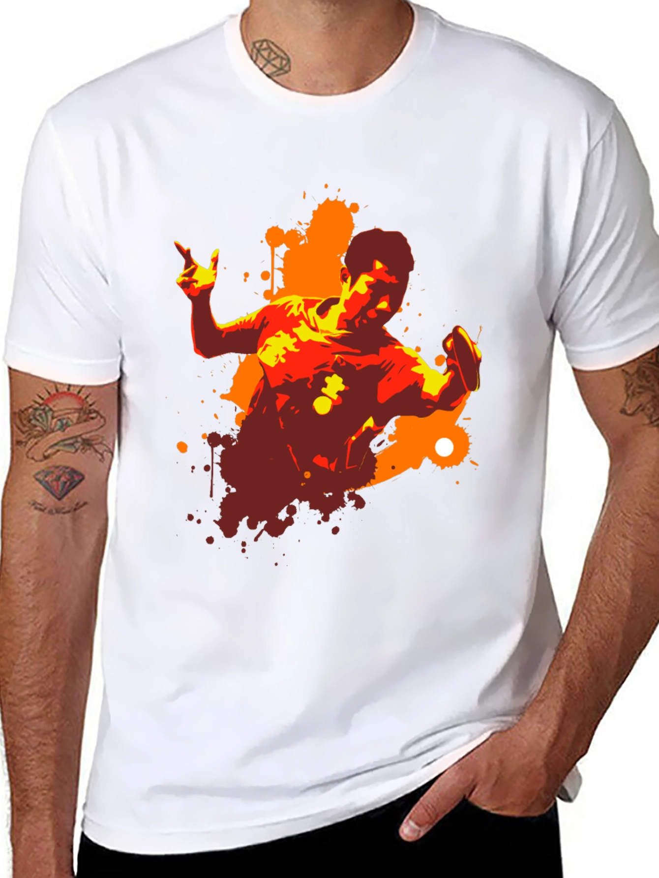 Black Graphic Print Men's Black T-Shirt view 8