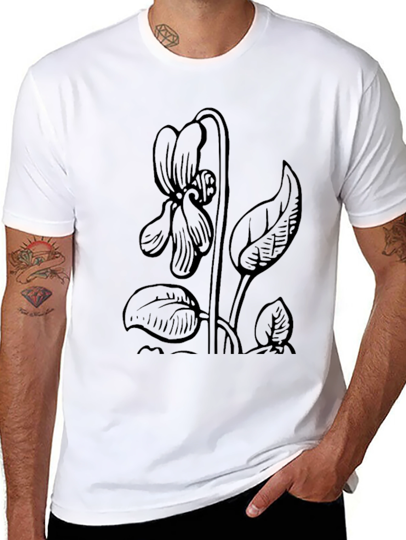 Black Botanical Black Violet Graphic Tee view 8