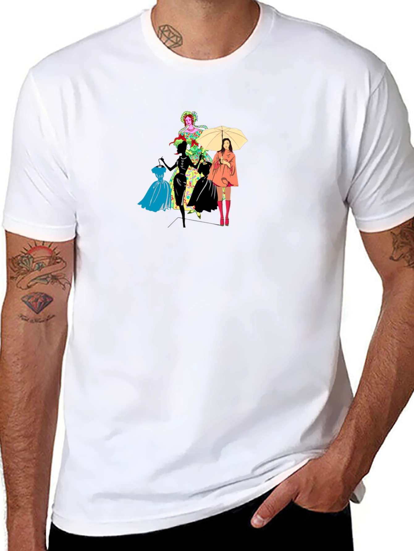 Stylish Black T-Shirt with Fashion Illustration - 8