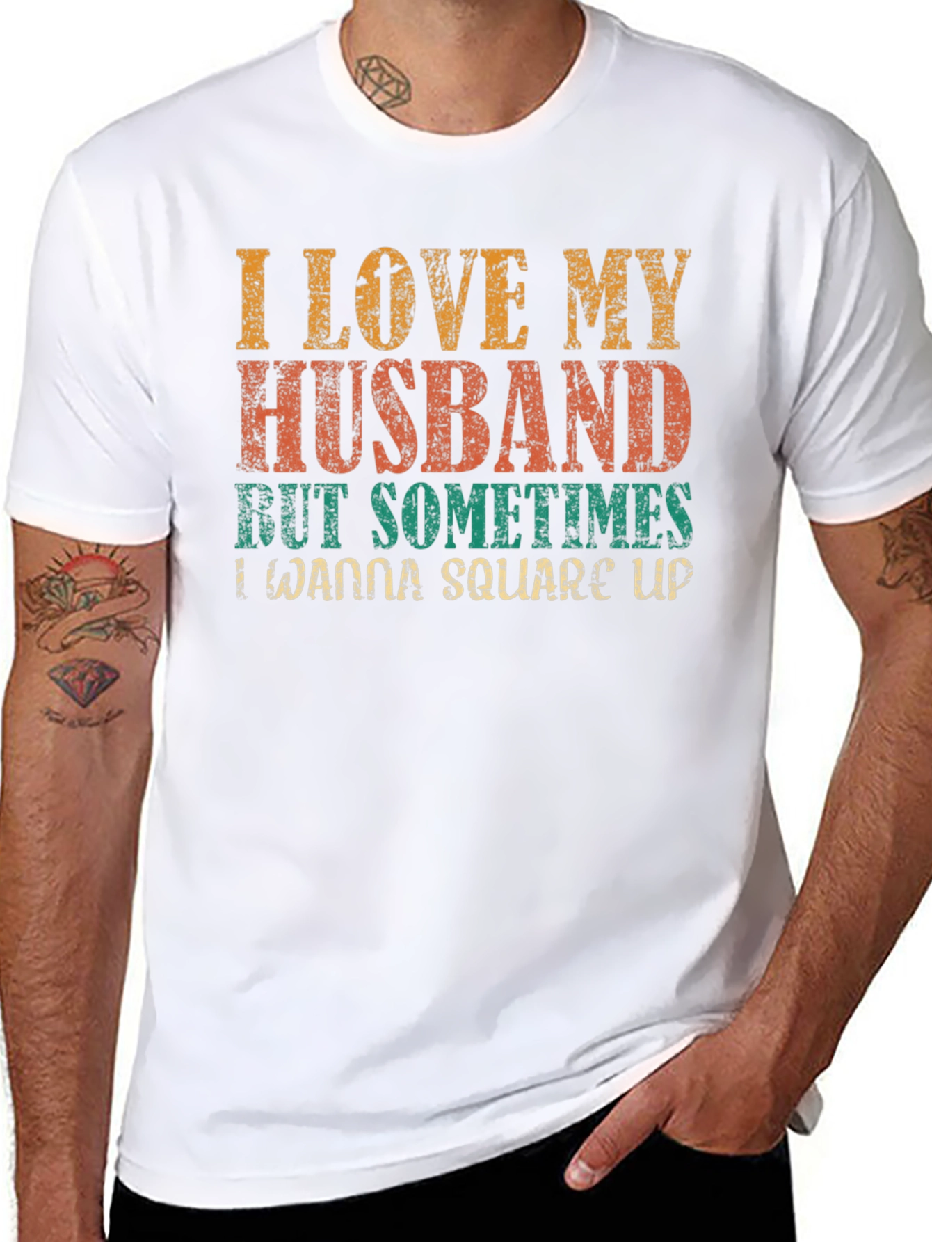 Black I Love My Husband Novelty Graphic Tee view 8