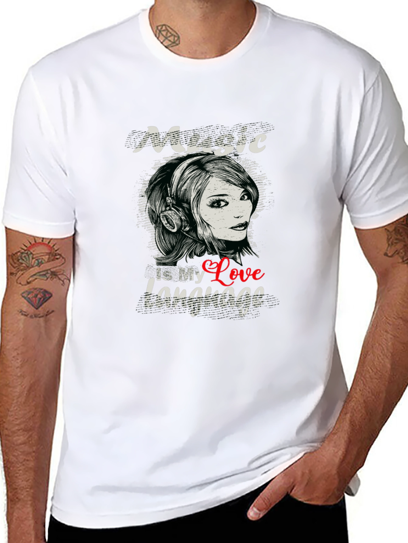 Black Music Is My Love Language Black T-Shirt view 8