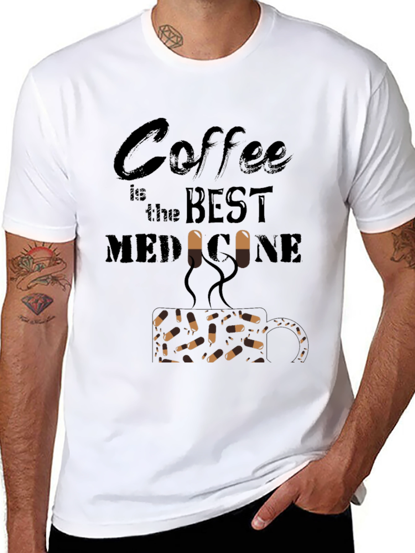 Black Coffee is the Best Medicine Graphic T-Shirt view 8